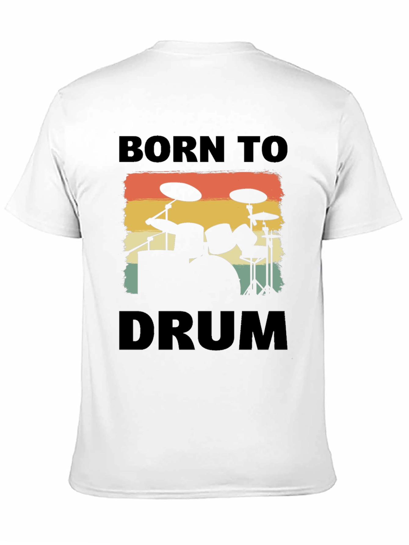 Black Born To Drum Tee - Retro Drumset Graphic T-Shirt view 11