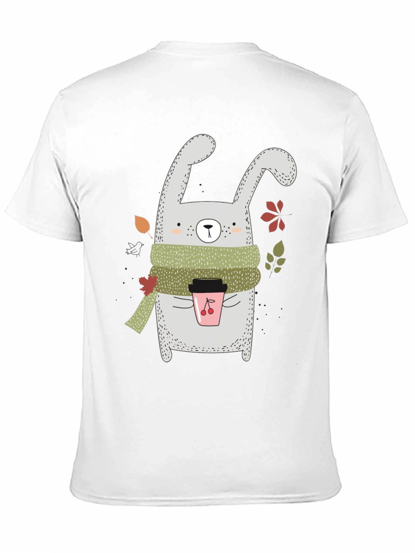 Black Cute Bunny with Coffee T-Shirt view 11