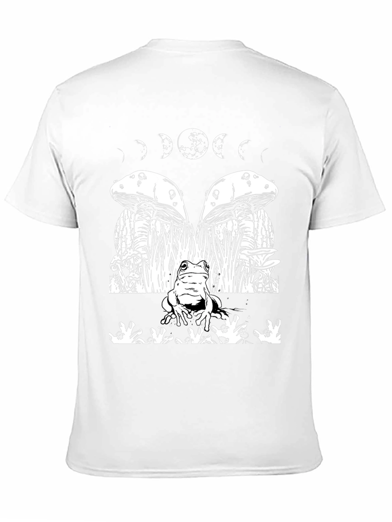 Black Mystic Frog Tee: Mushroom & Moon Phase Design view 11