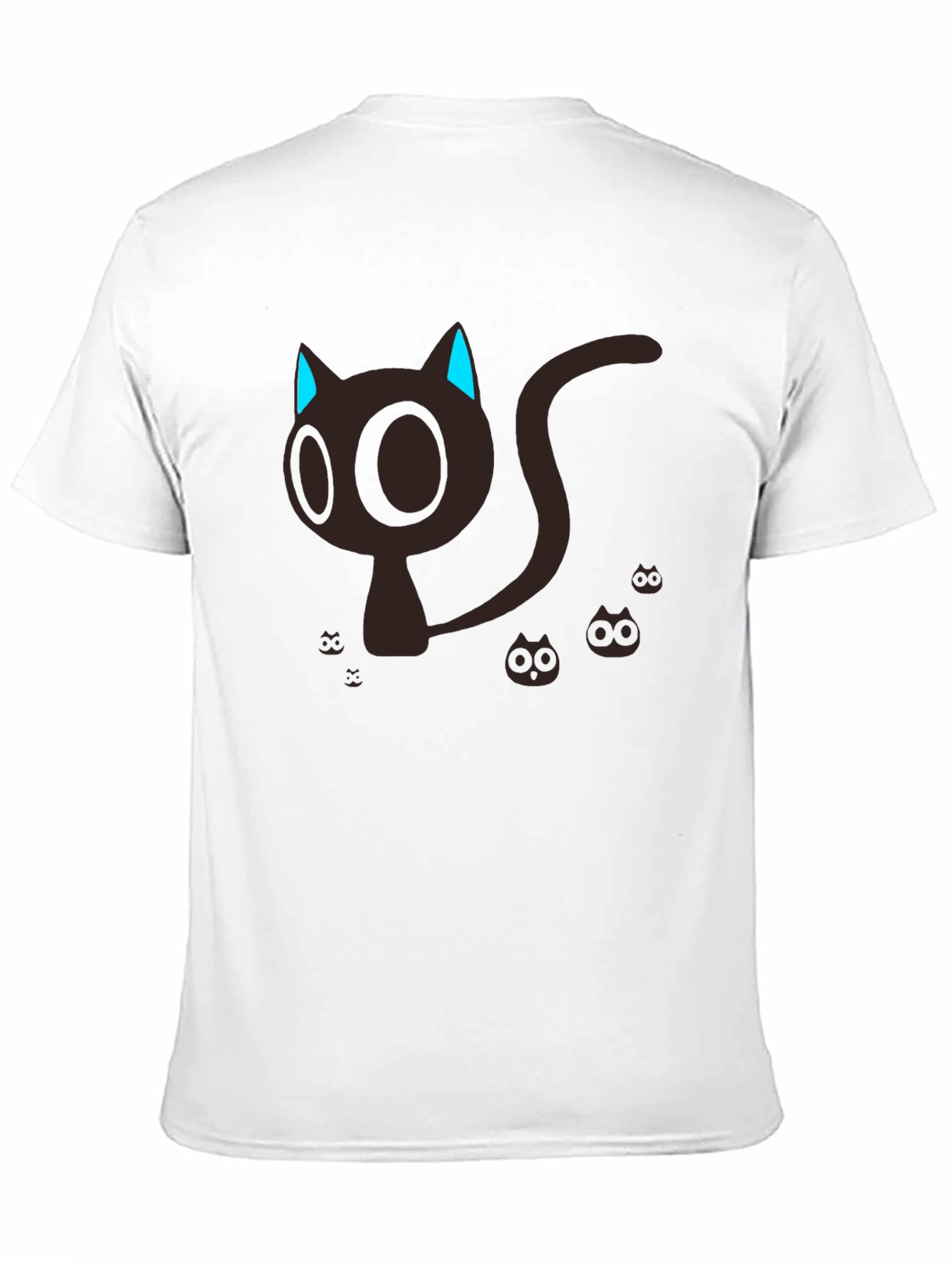 Black Cute Cartoon Cat Graphic T-Shirt - Black view 11