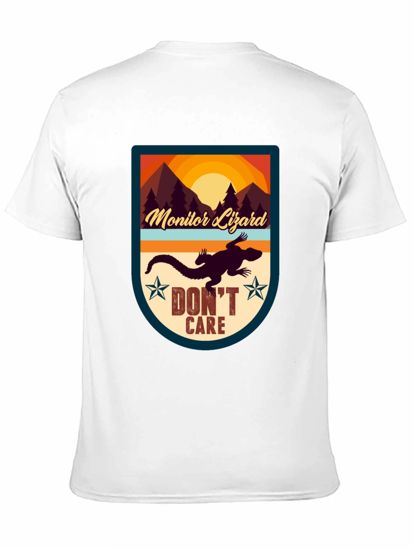 Black Monitor Lizard T-Shirt - "Don't Care" Graphic Tee view 11