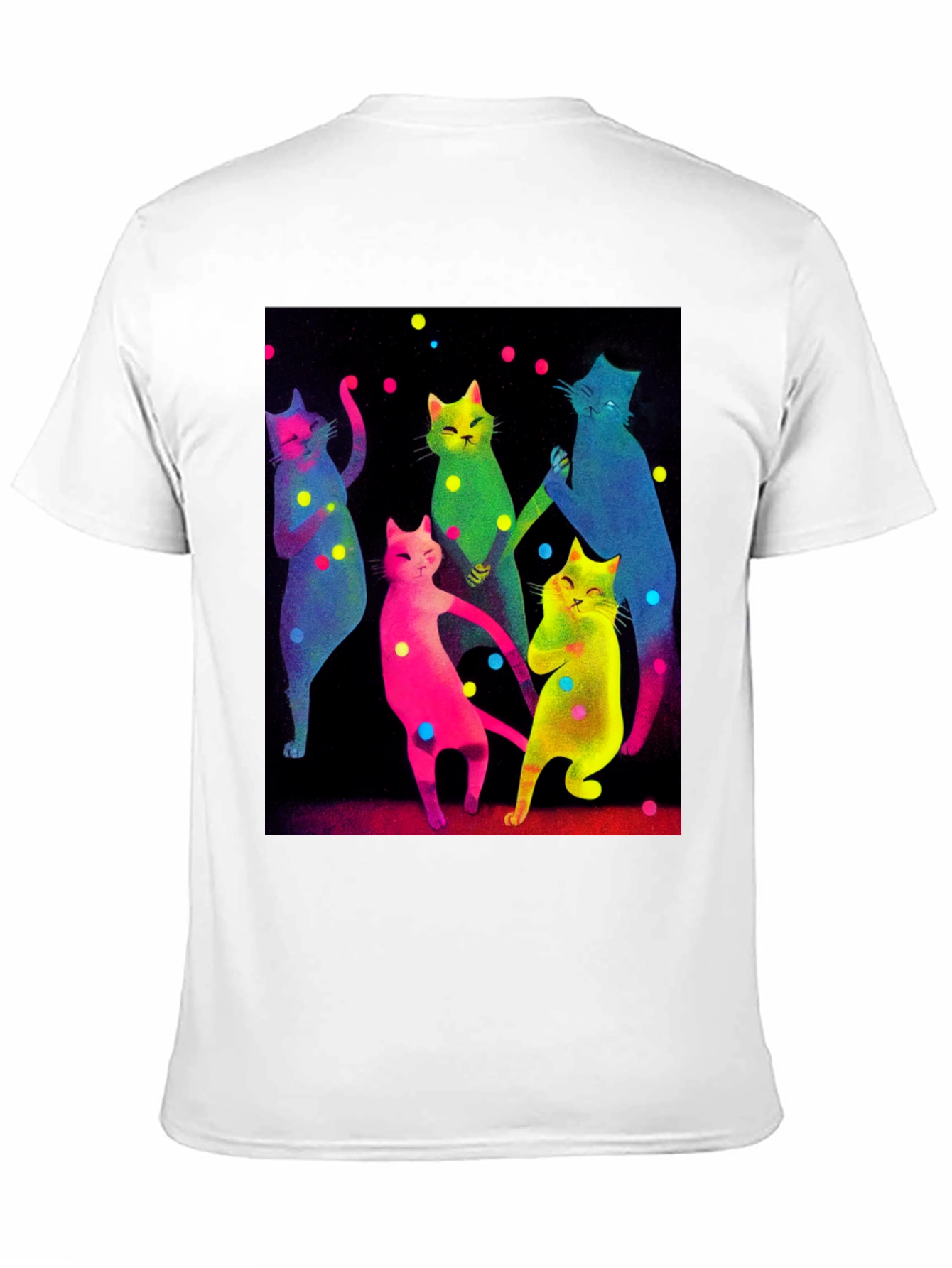 Black Dancing Cats Graphic Tee - Funky Black T-Shirt view 11