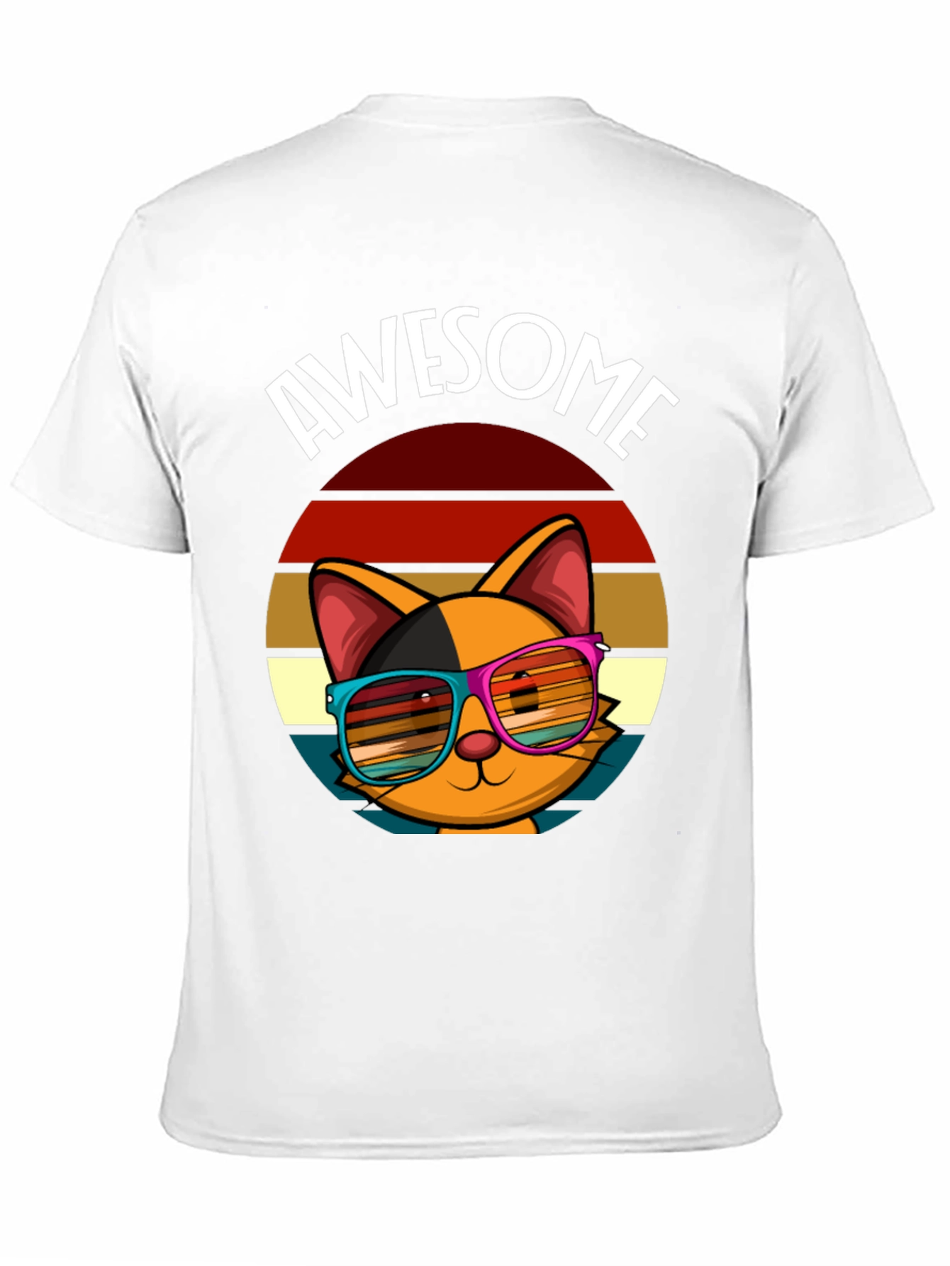 Black Awesome Cat T-Shirt with Retro Sunglasses view 11