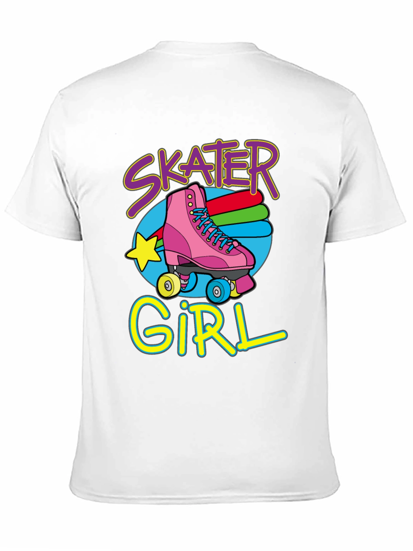 Black Skater Girl T-Shirt: Retro Roller Skate Design view 11