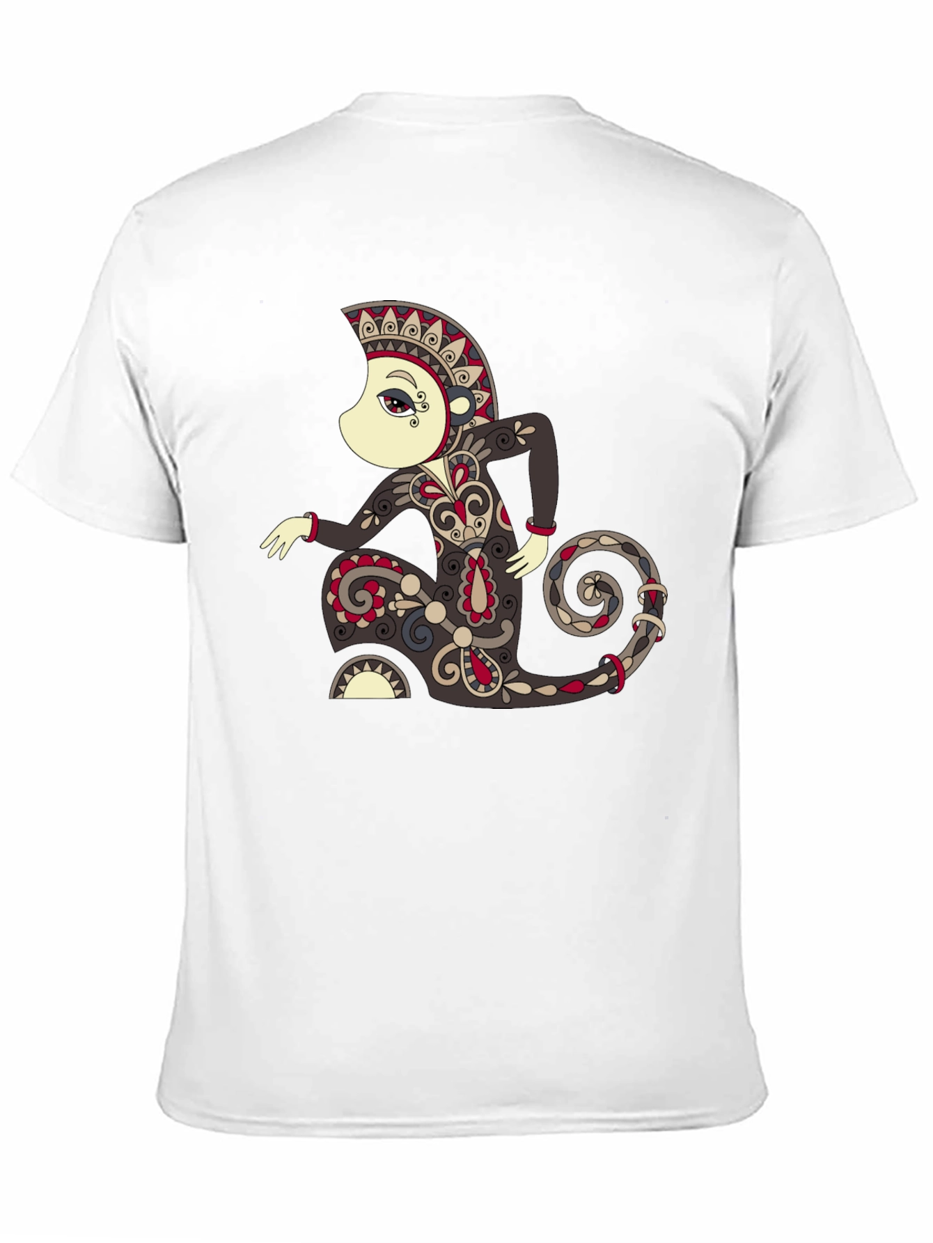 Black Unique Graphic Tee - Ornamental Figure Design view 11
