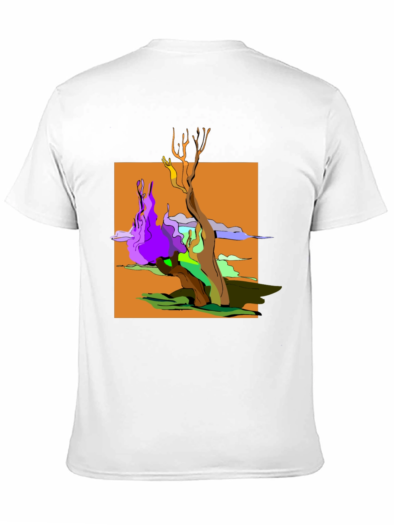 Black Abstract Tree Graphic Black T-Shirt view 11