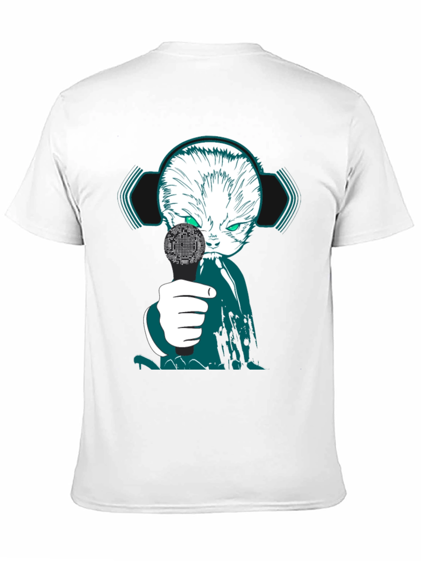 Black Cyber Cat DJ Graphic Tee - Unique Streetwear view 11