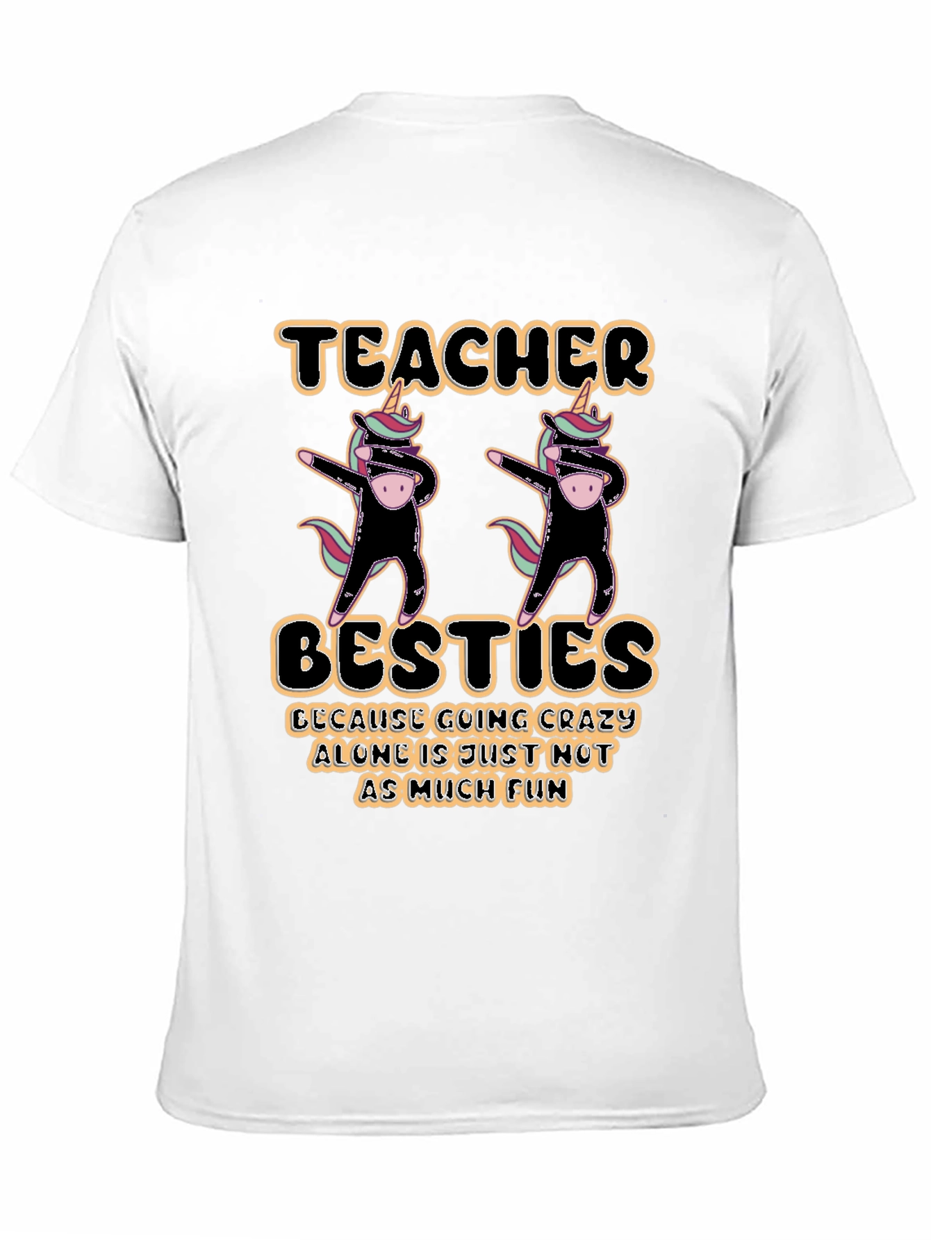 Black Teacher Besties Unicorn Dabbing Graphic T-Shirt view 11