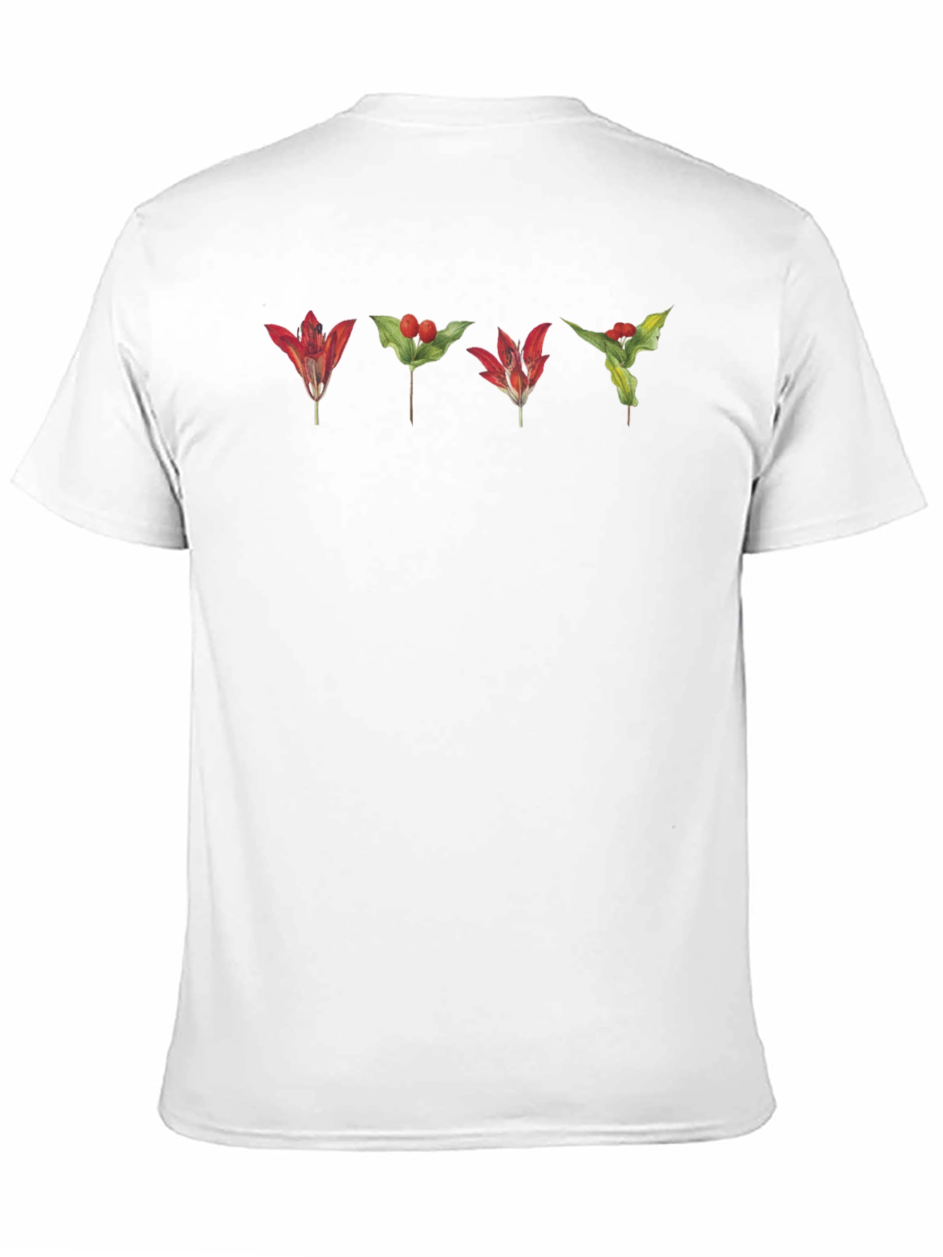 Black Botanical Red Floral T-Shirt view 11