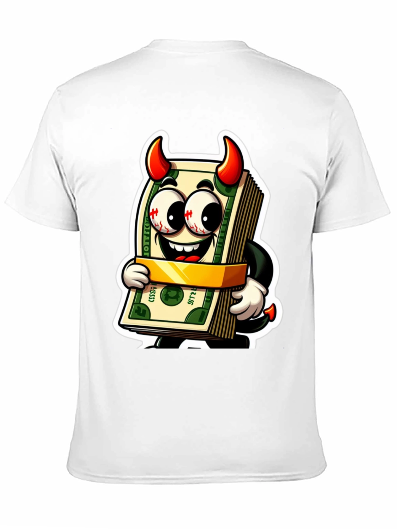 Black Money Devil Graphic Tee - Cartoon Cash Shirt view 11