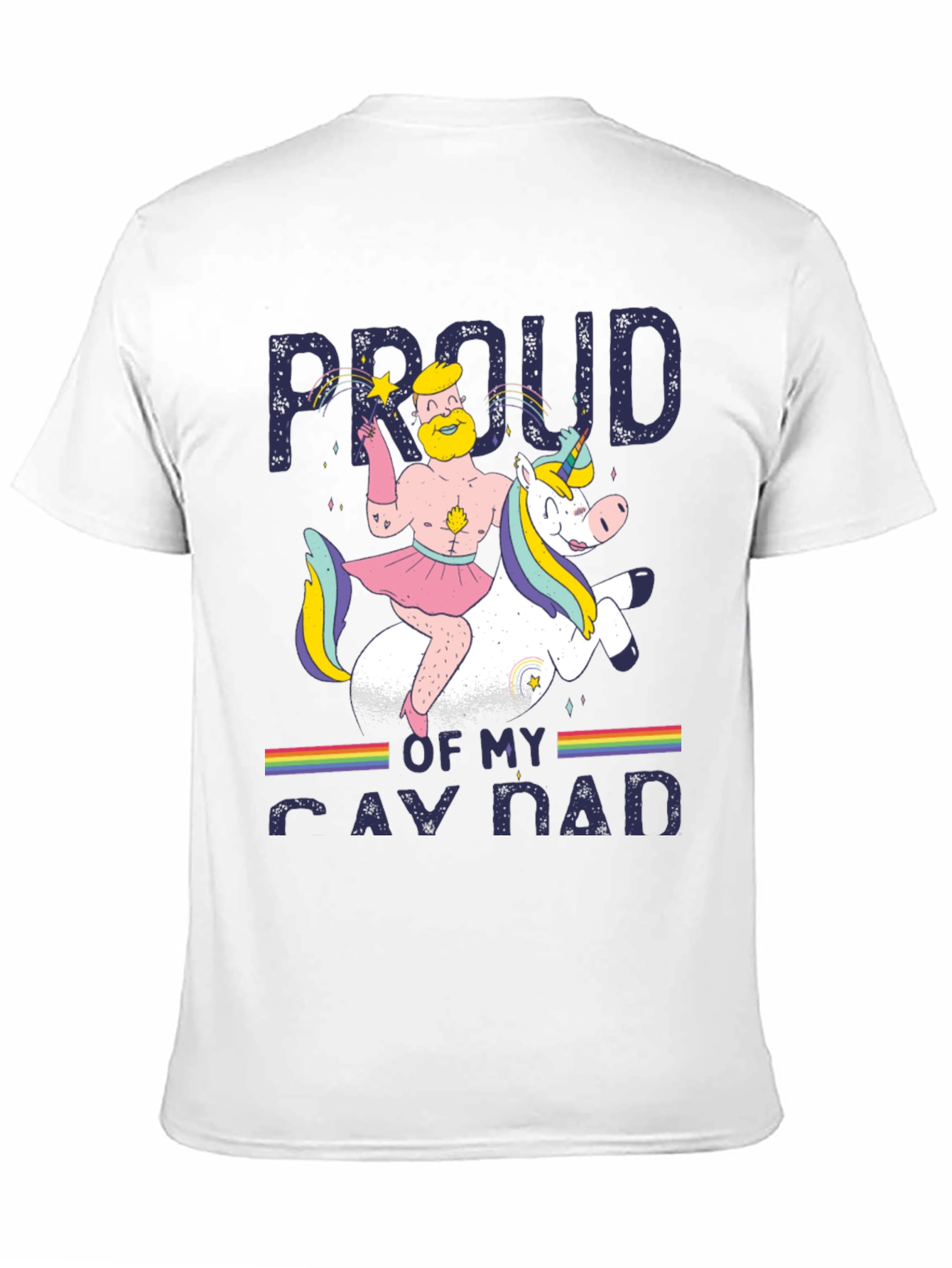 Black Proud Gay Dad T-Shirt - Rainbow Unicorn Dad Pride Tee view 11
