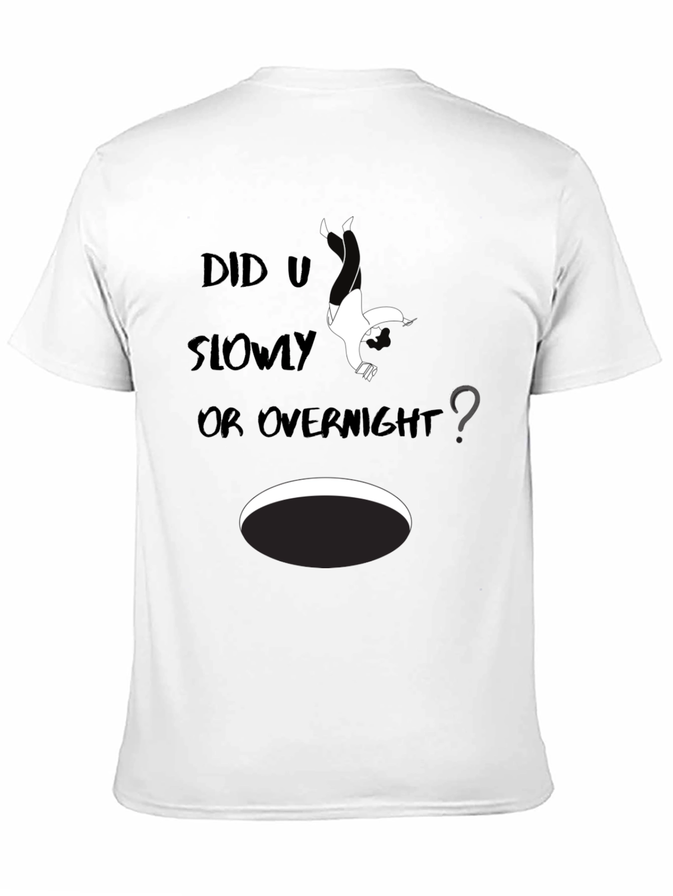 Black Humorous 'Did U Slowly Or Overnight' Graphic Tee view 11
