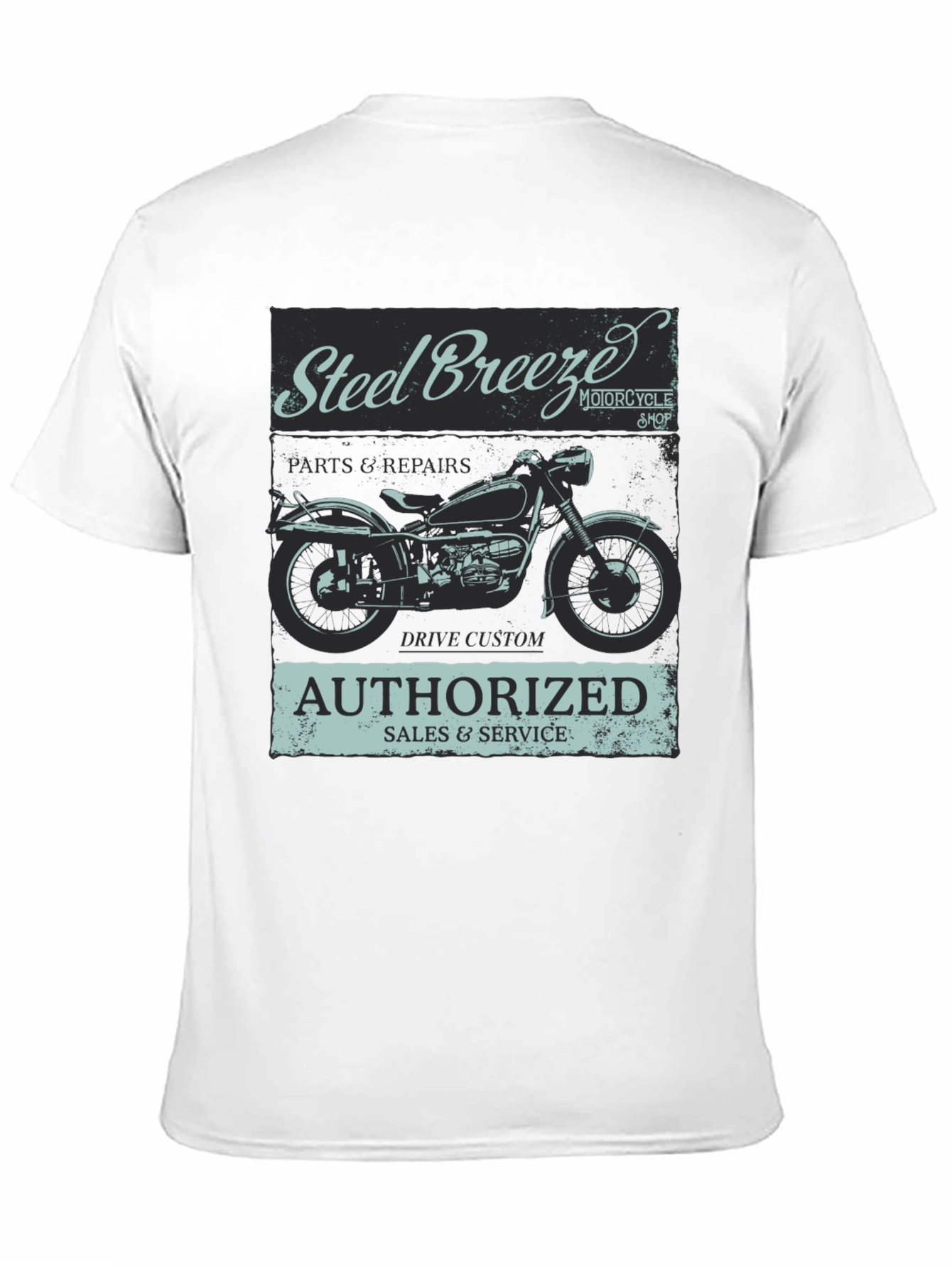 Black Steel Breeze Motorcycle T-Shirt - Vintage Style view 11