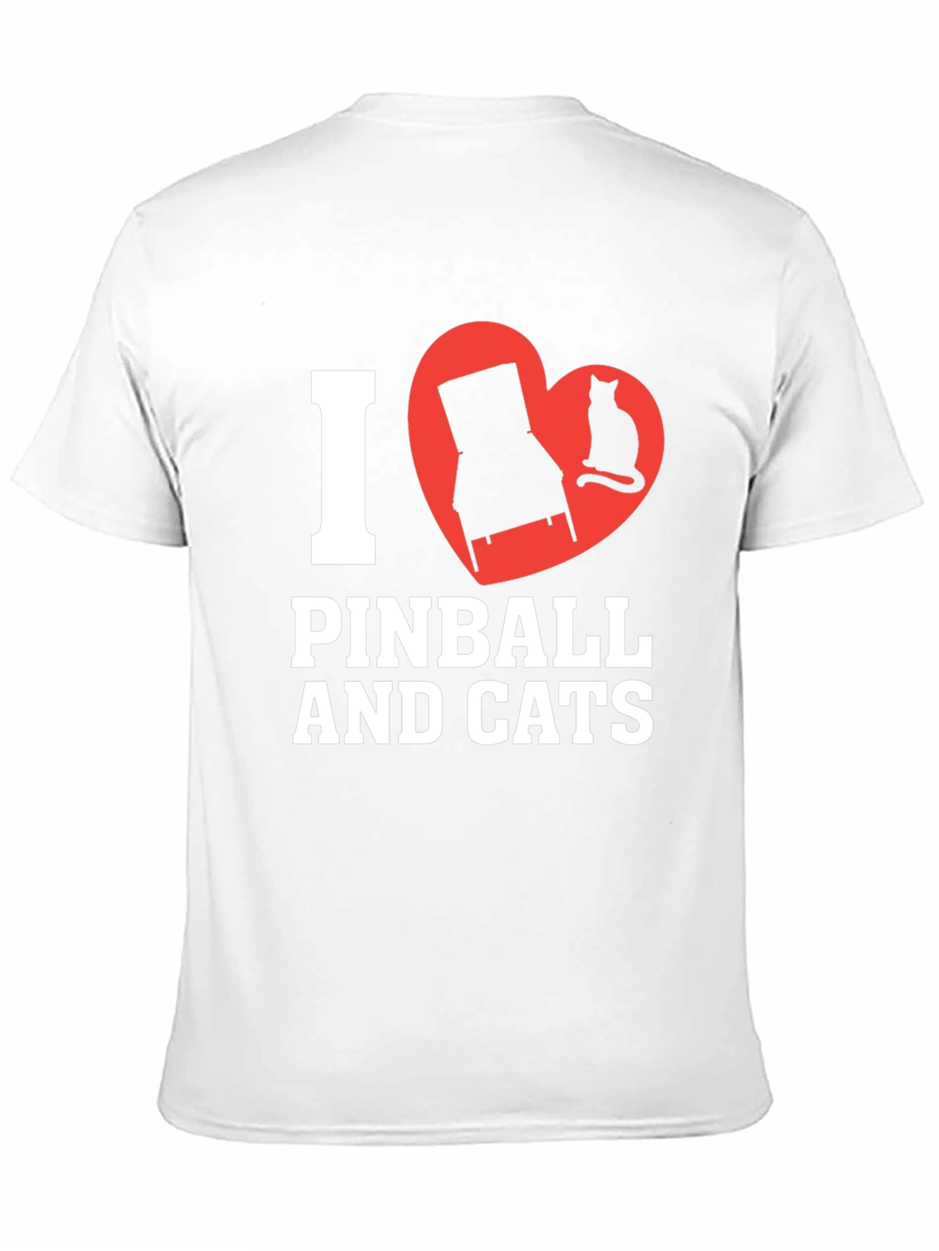 Black I Love Pinball and Cats Graphic T-Shirt view 11