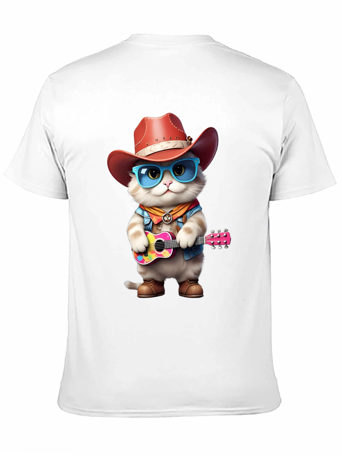Black Cat Cowboy Guitar T-Shirt view 11