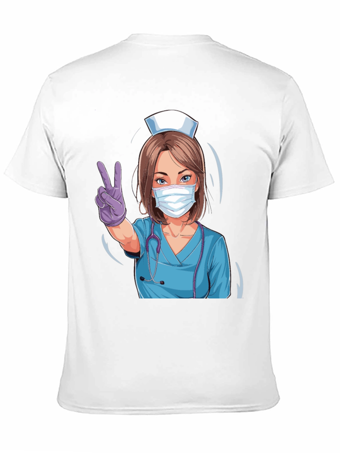 Black Nurse Victory Sign Black T-Shirt view 11