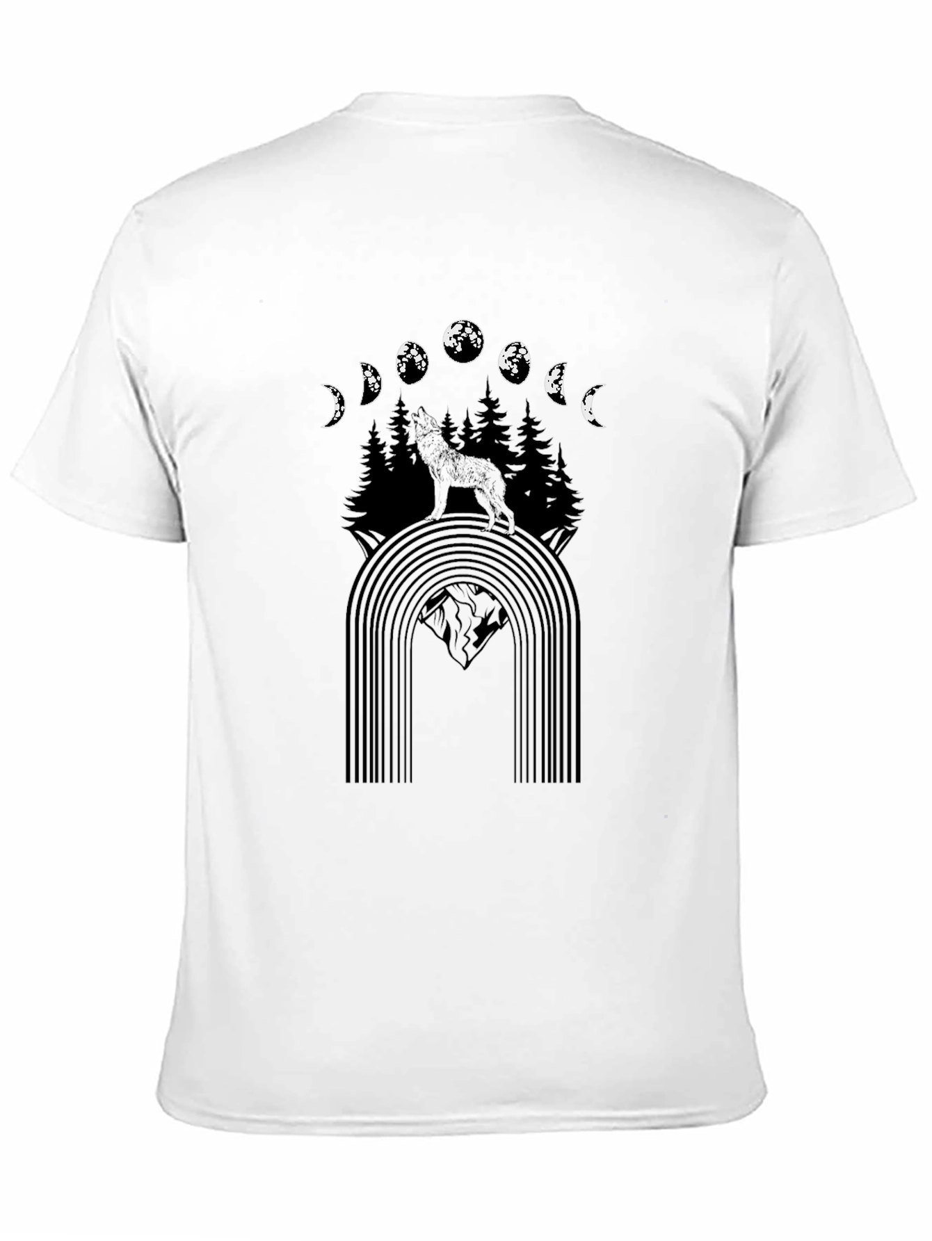 Black Wolf Moon Phases Graphic Tee view 11