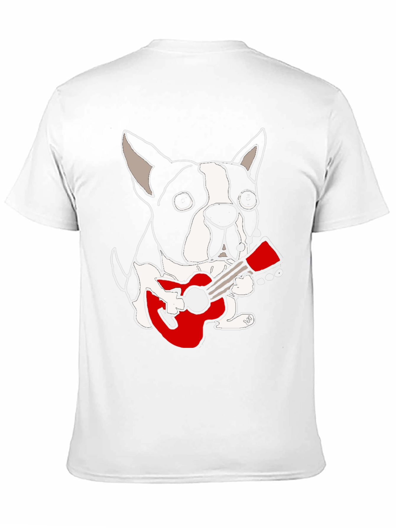 Black Dog Playing Guitar Graphic Tee - Black Cotton Casual T-Shirt view 11