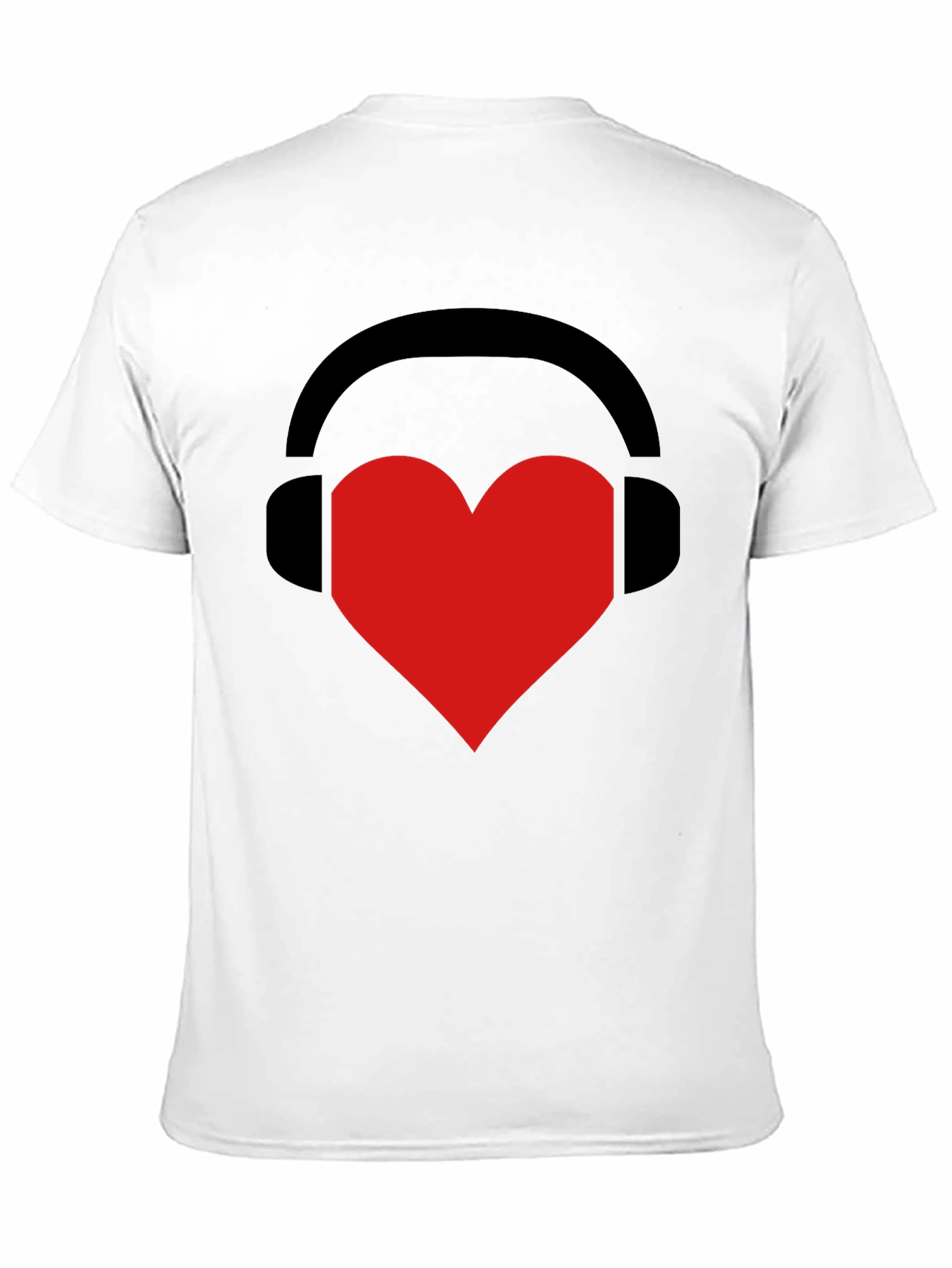 Black Music Lover Tee: Heart Headphones Graphic T-Shirt view 11