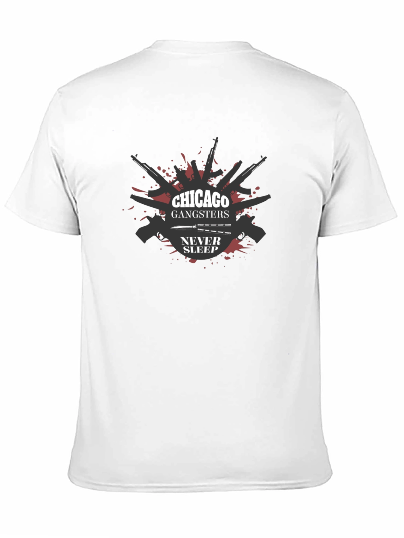 Black Chicago Gangsters Never Sleep Graphic T-Shirt view 11