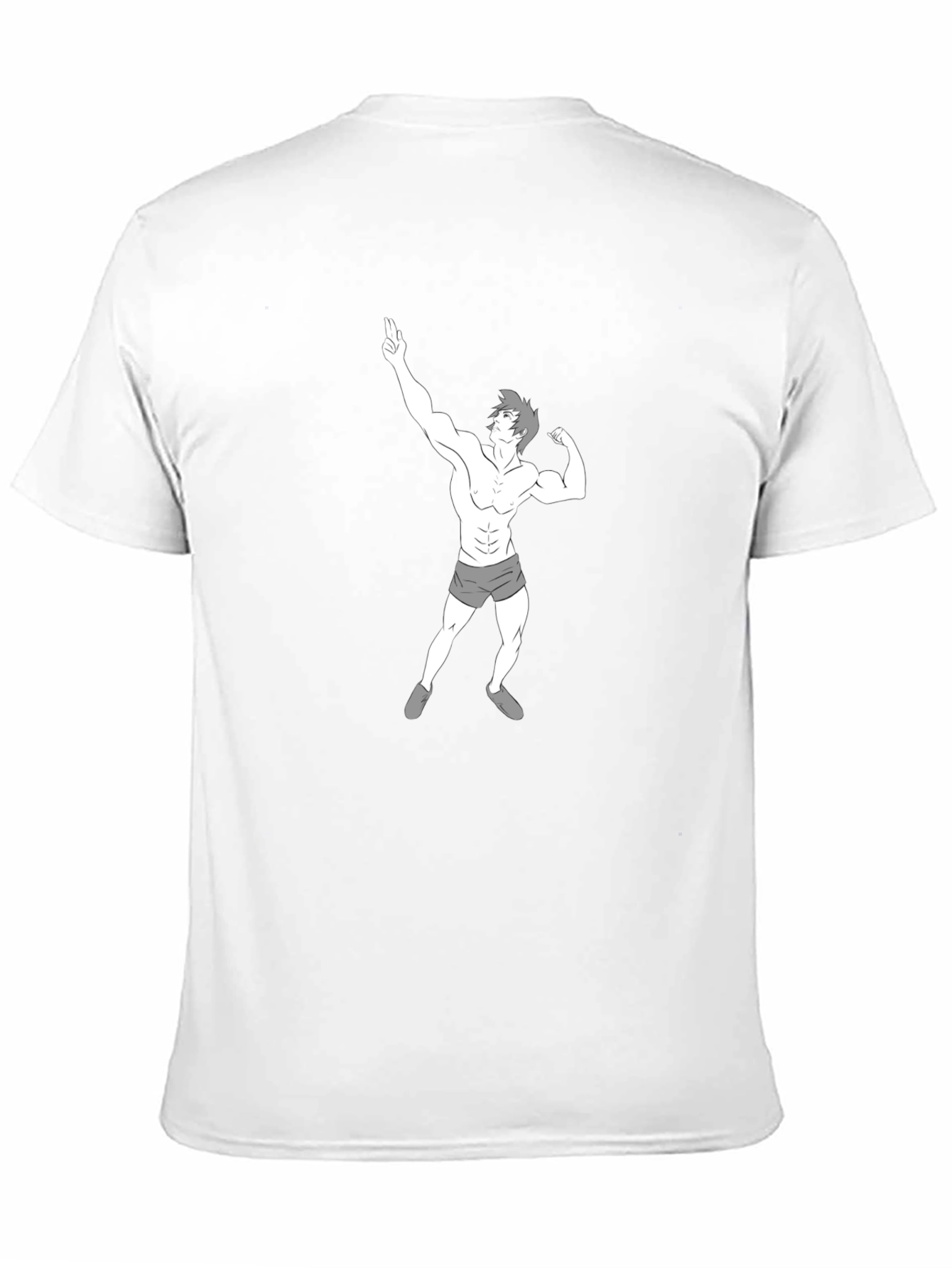 Black Men's Black T-Shirt with Cartoon Bodybuilder Graphic view 11