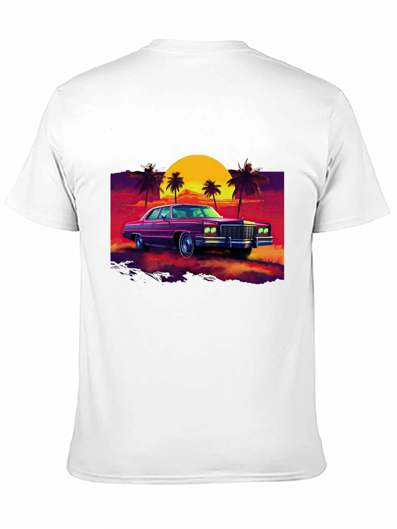 Black Retro Car & Sunset Graphic Tee view 11