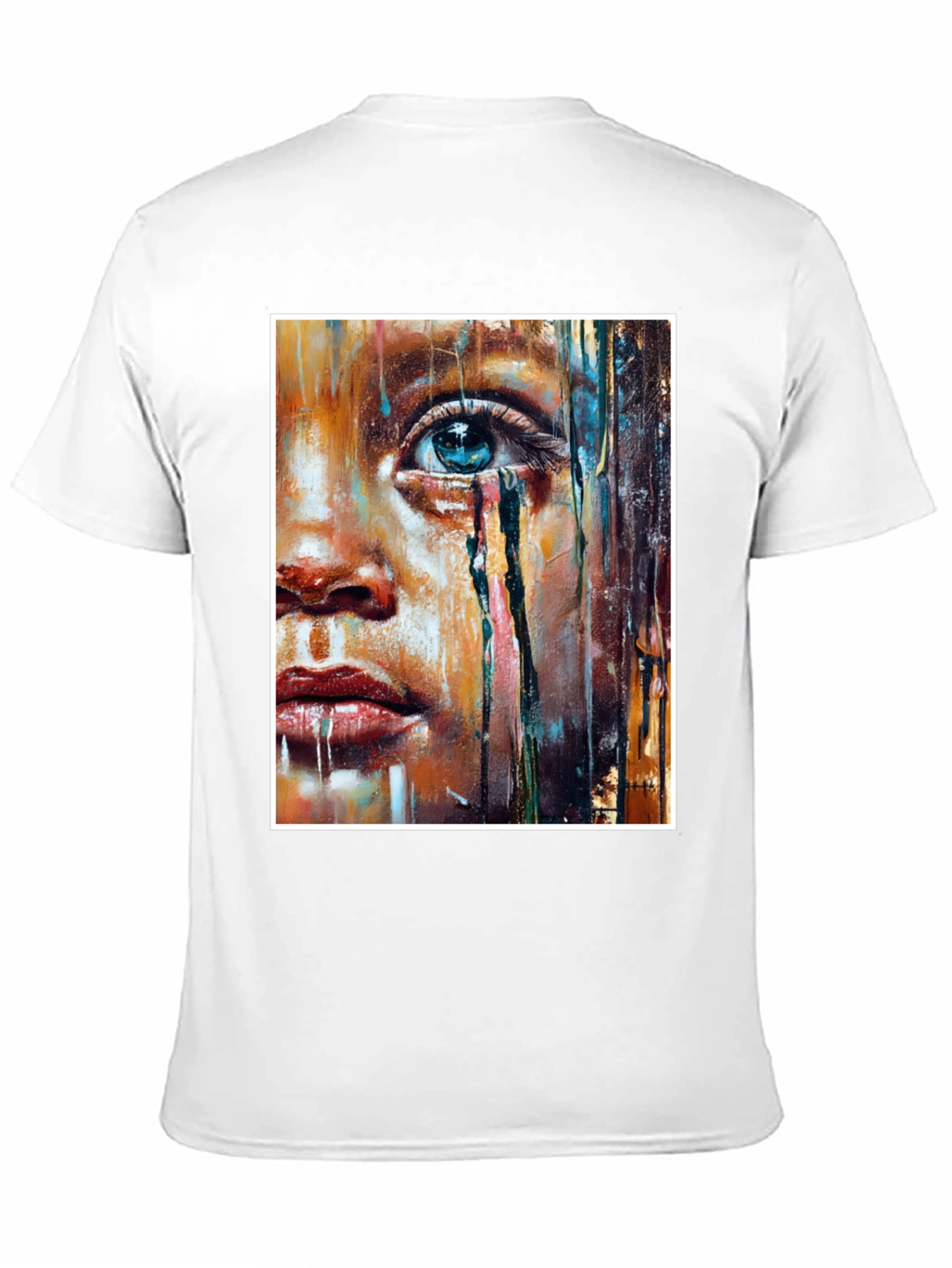 Black Artistic Teary Eye Graphic Black T-Shirt view 11