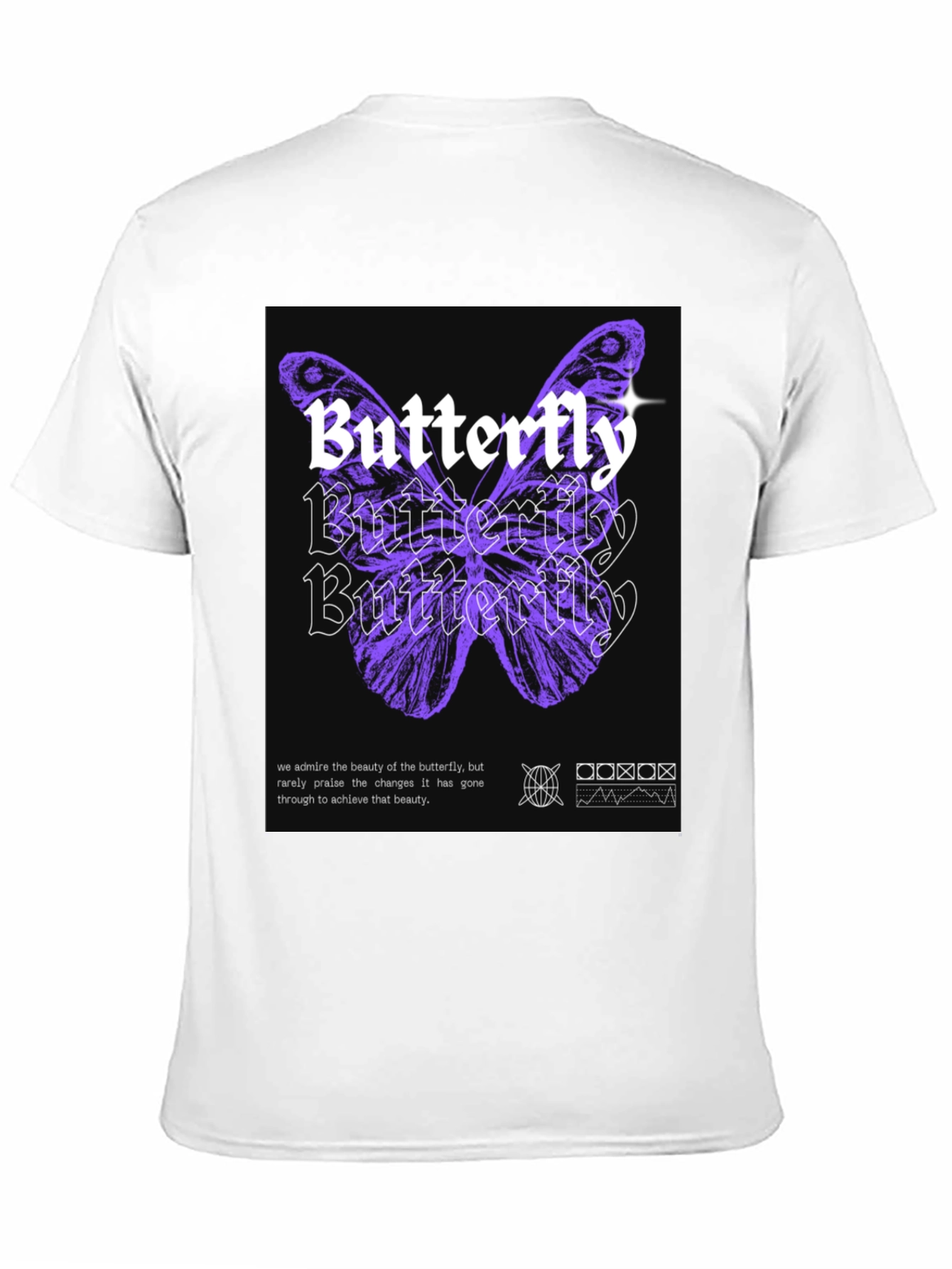 Black Butterfly Graphic Print Black T-Shirt view 11