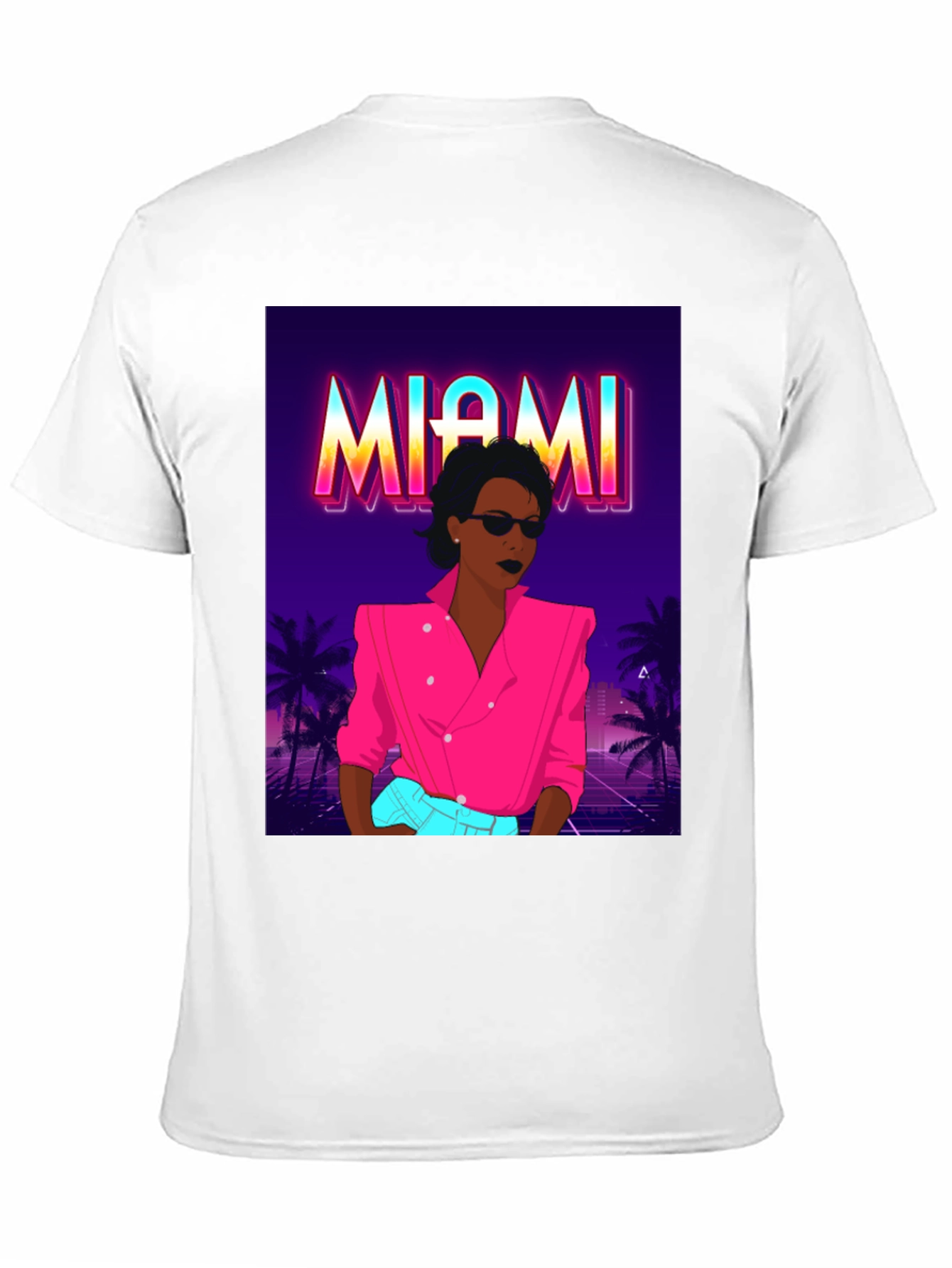 Black Miami Vice Style Graphic T-Shirt - Retro Design view 11