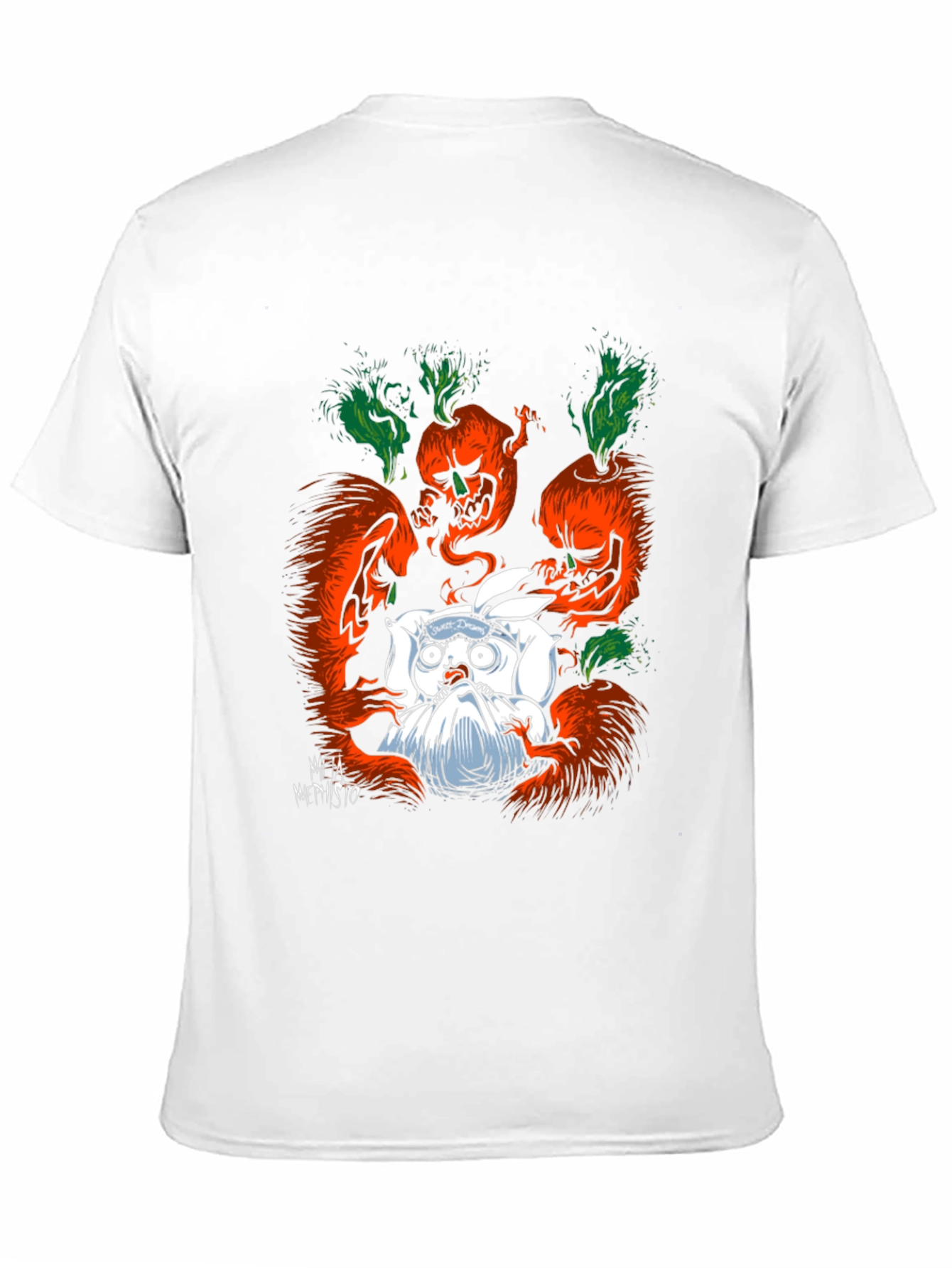 Black Spooky Carrot Rabbit T-Shirt - Dark Humor Graphic Tee view 11