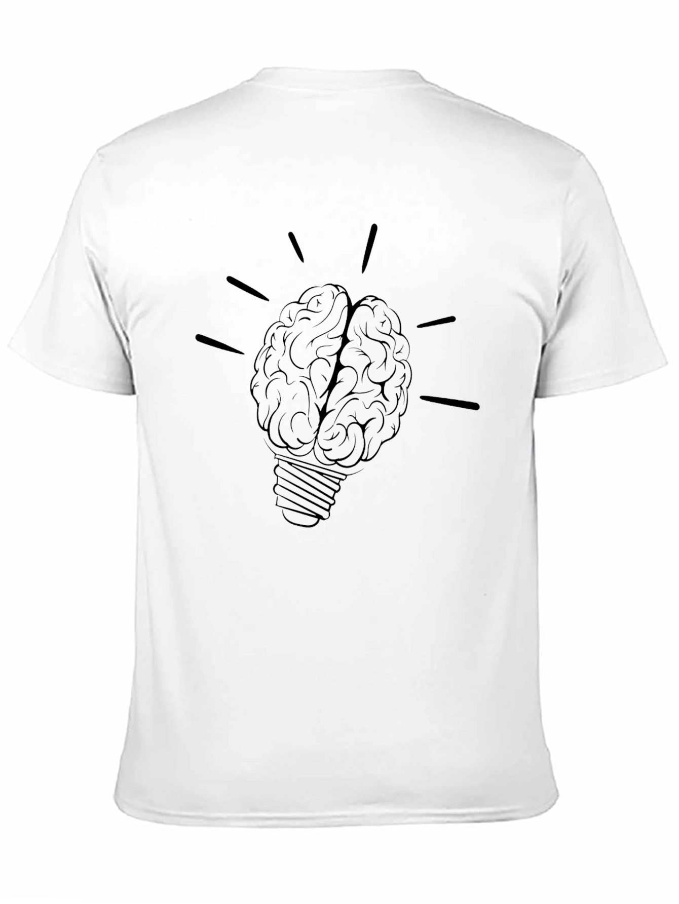 Black Brain Light Bulb Graphic Tee - Black Cotton T-Shirt view 11