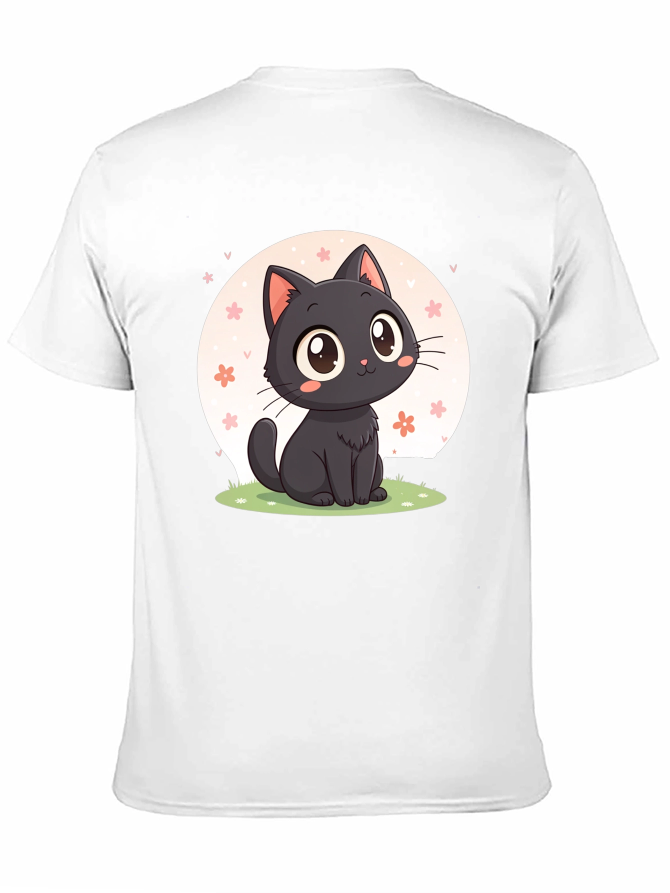 Black Cute Black Cat T-Shirt: Kawaii Cartoon Design view 11