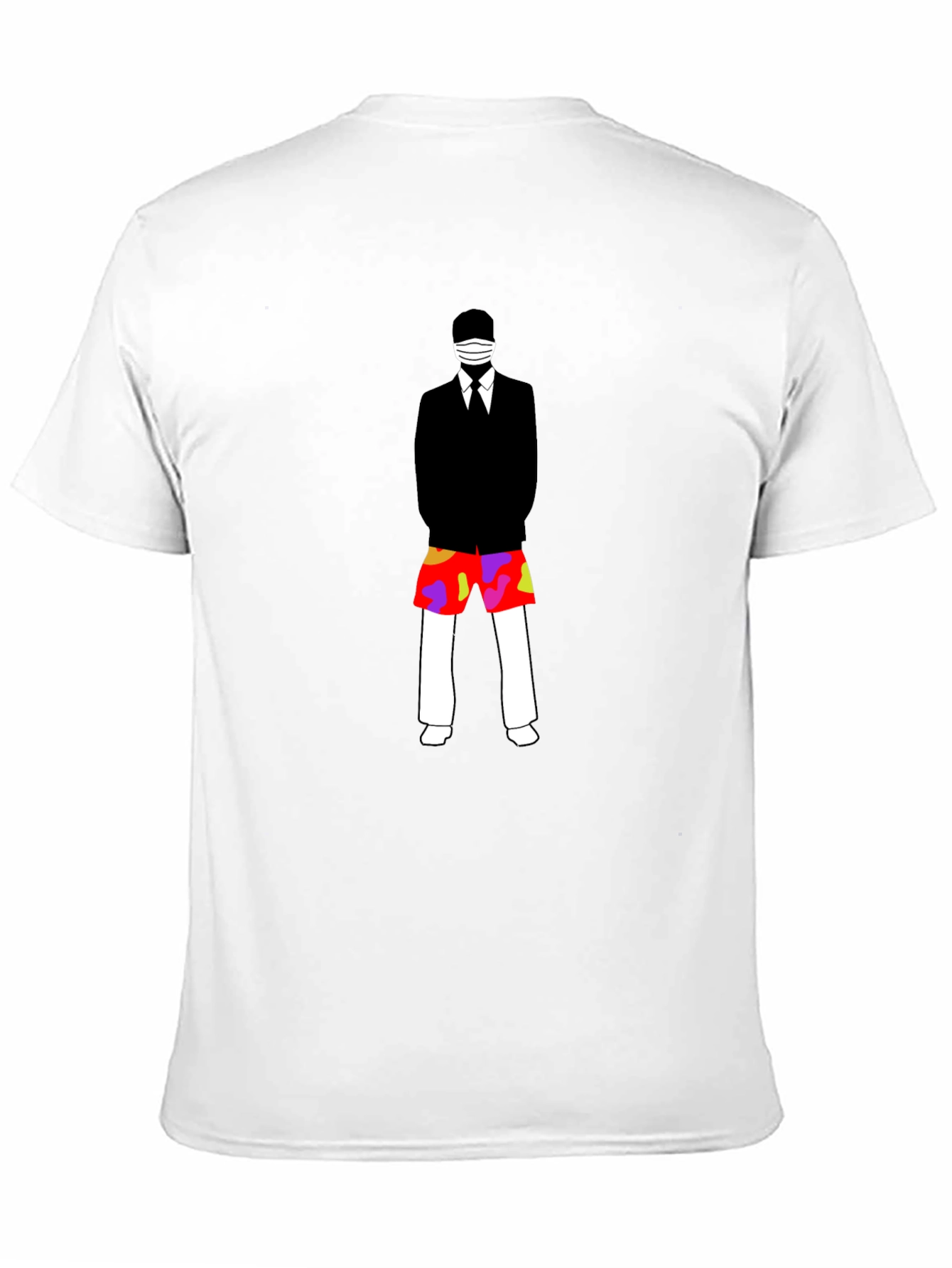 Black Masked Suit Man Summer Shorts Graphic T-Shirt view 11