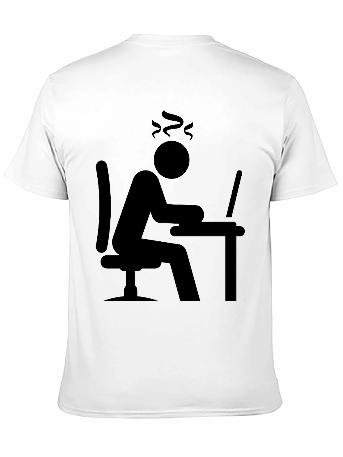 Black Stressed Computer User Graphic T-Shirt view 11