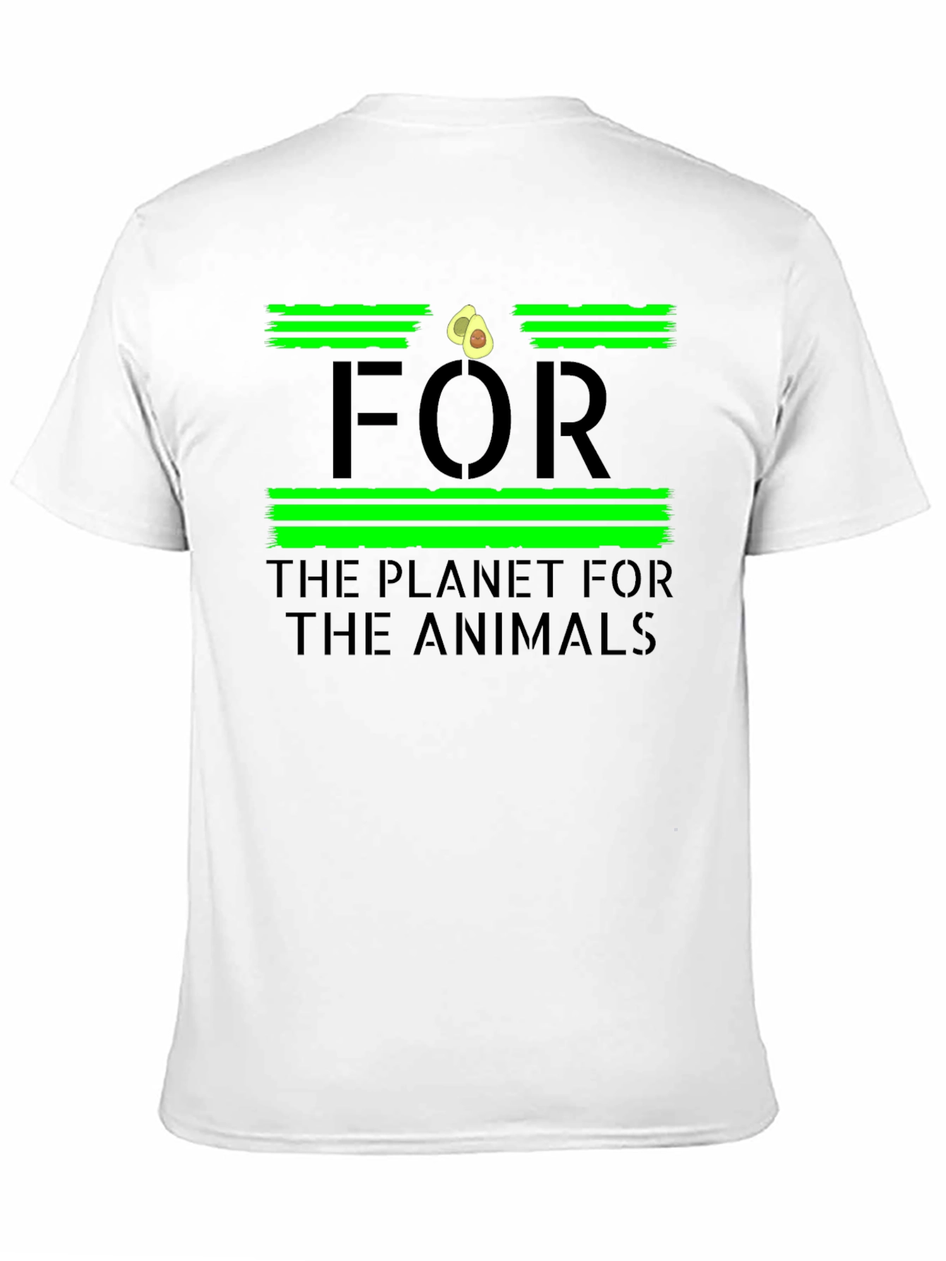 Black Vegan Avocado T-Shirt - For the Planet, For the Animals Tee view 11