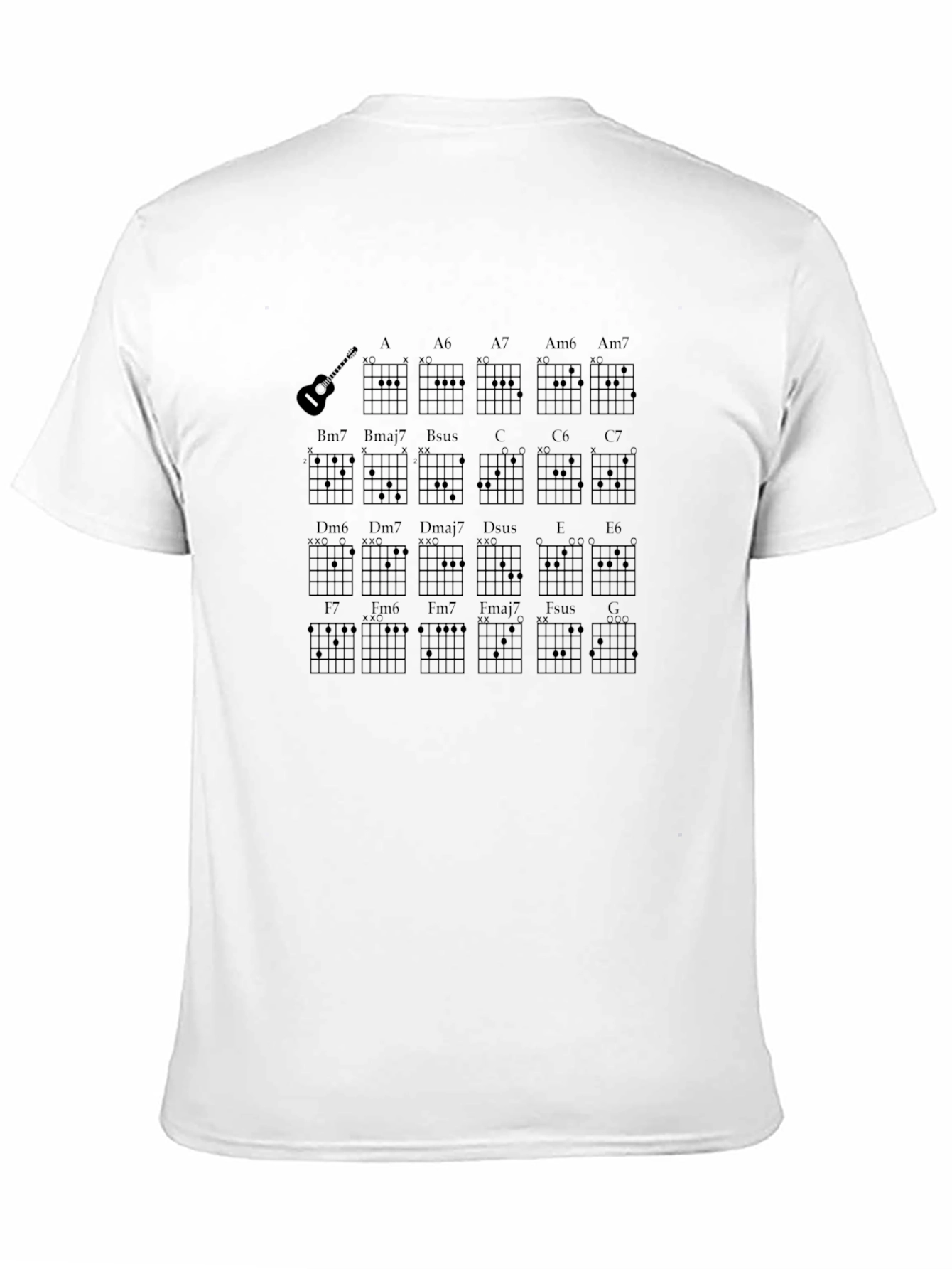 Black Guitar Chords T-Shirt - Music Lover Tee view 11
