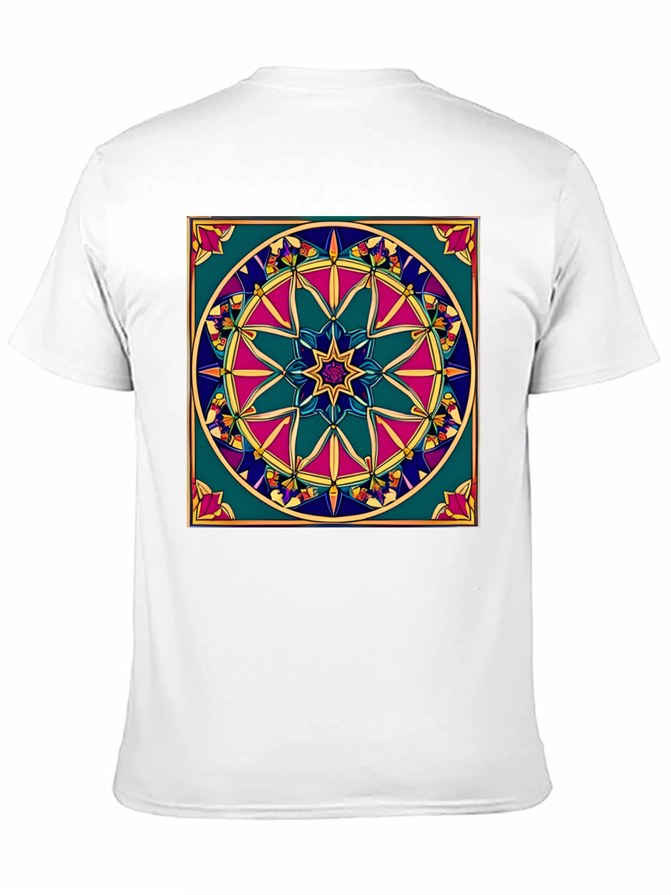 Black Geometric Mandala Design Black T-Shirt view 11