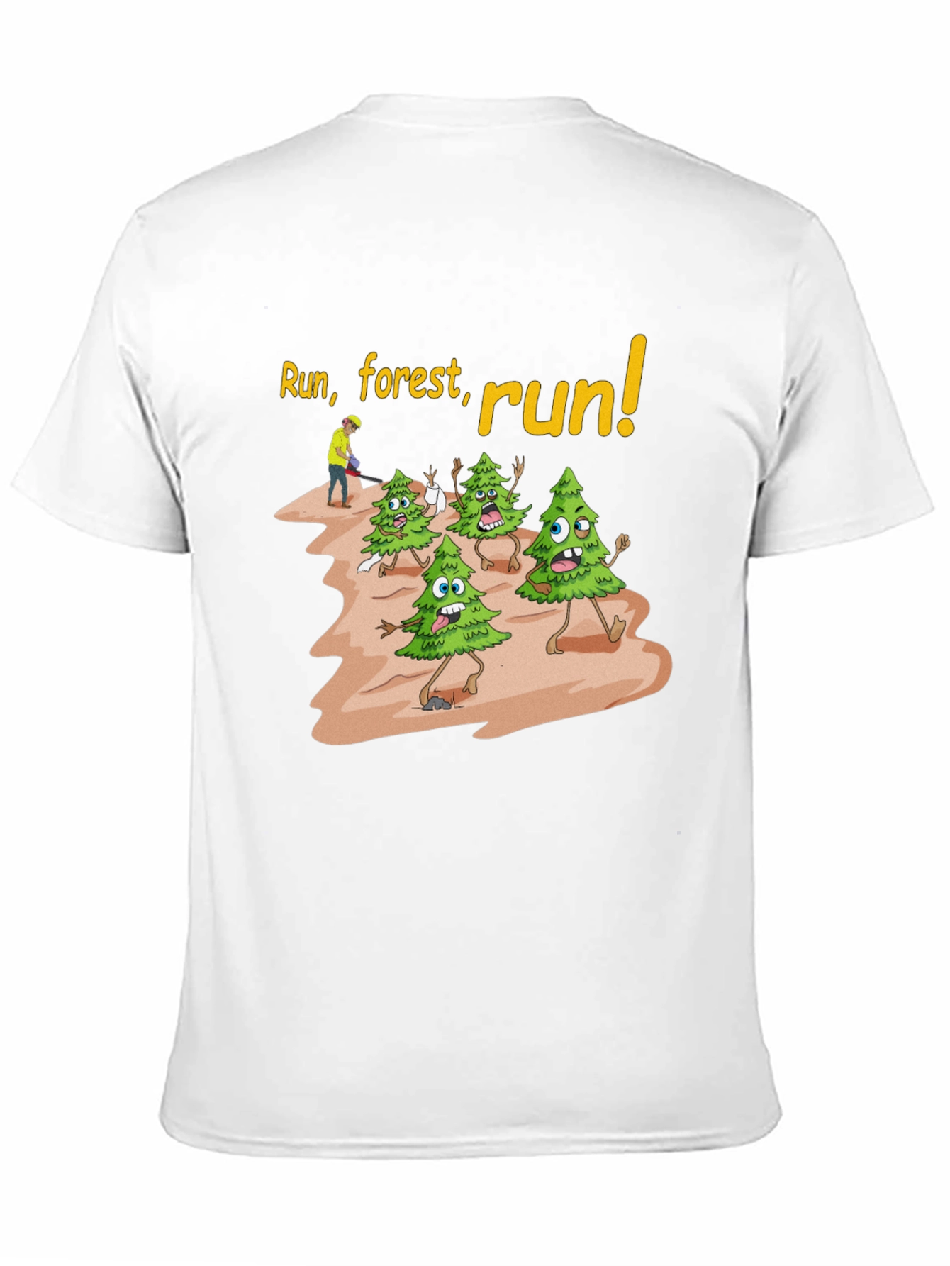 Black Run Forest Run T-Shirt Funny Cartoon Trees view 11