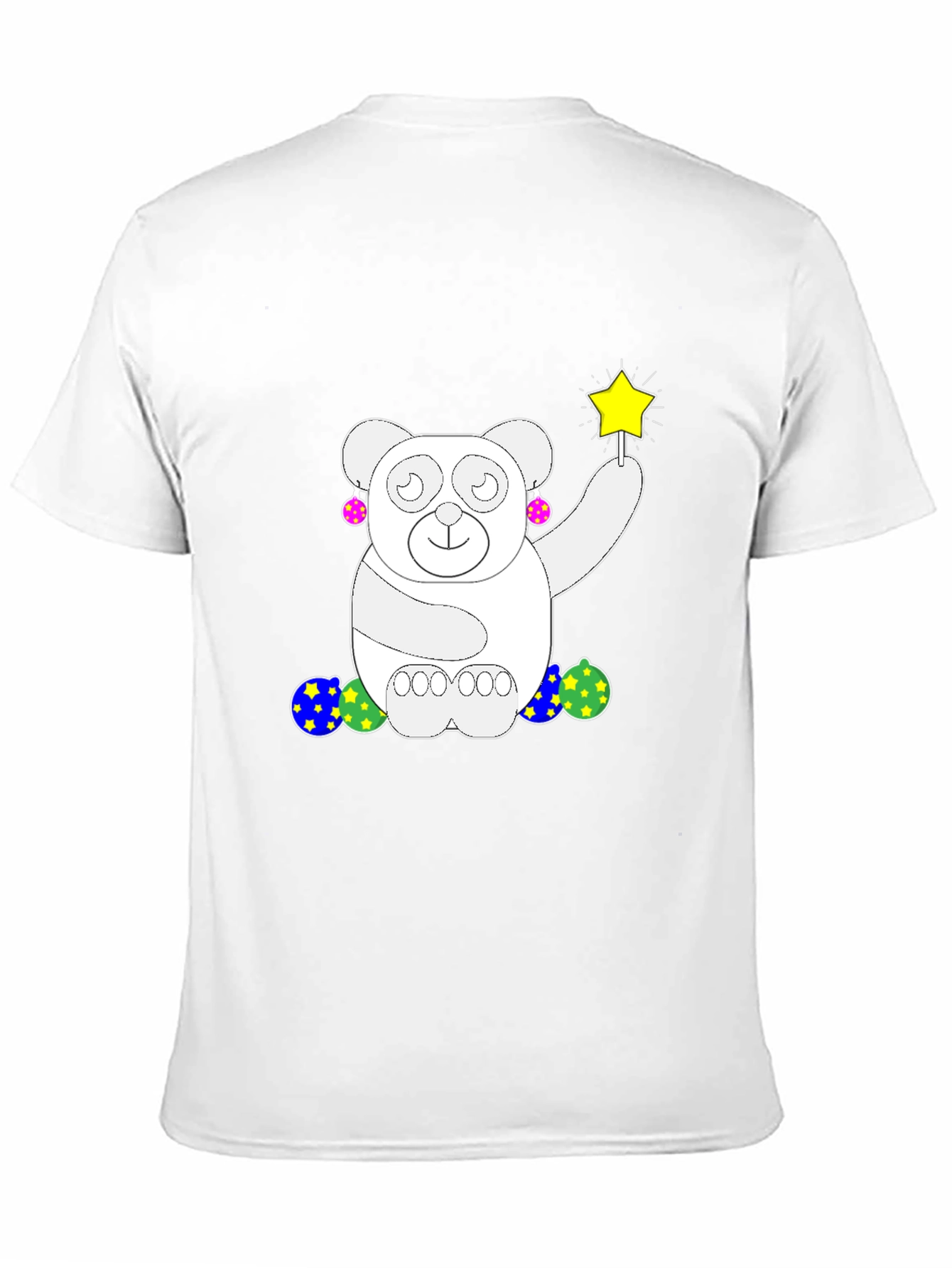 Black Whimsical Bear Graphic Tee - Black Cotton Comfort view 11