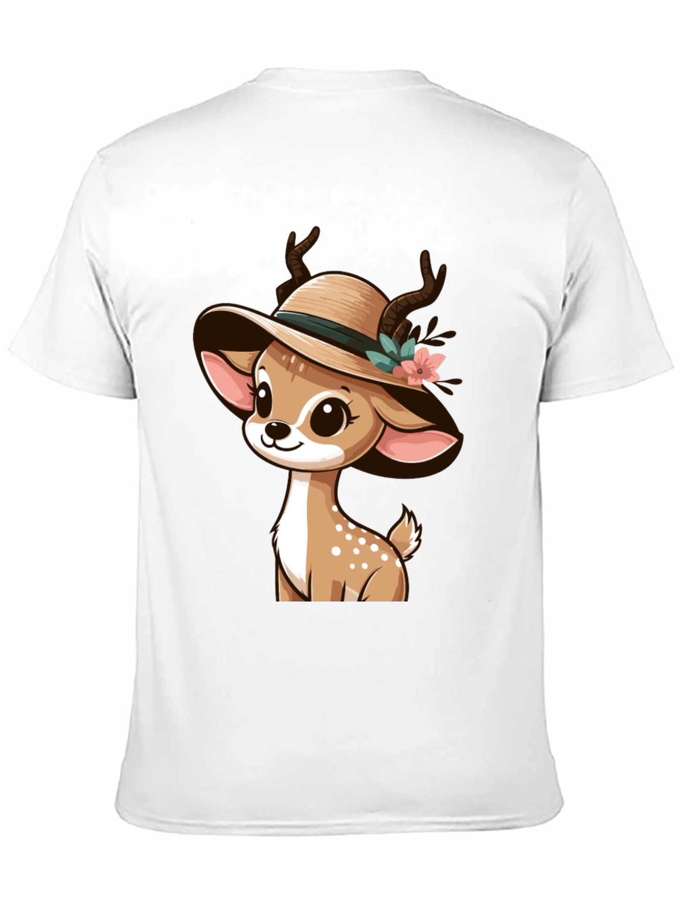 Black Cute Deer in Hat Graphic T-Shirt view 11