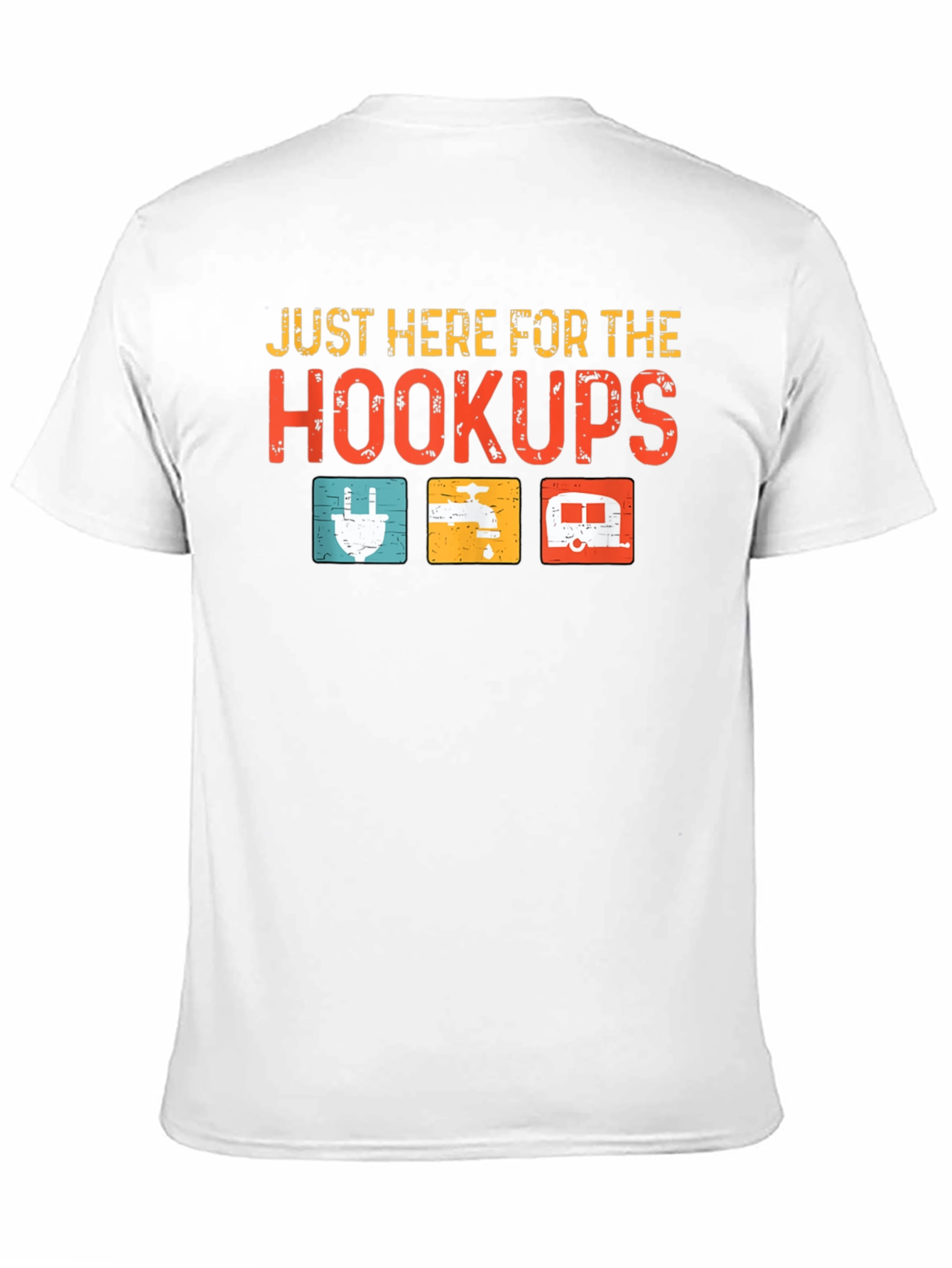 Black Just Here For The Hookups Camping T-Shirt view 11