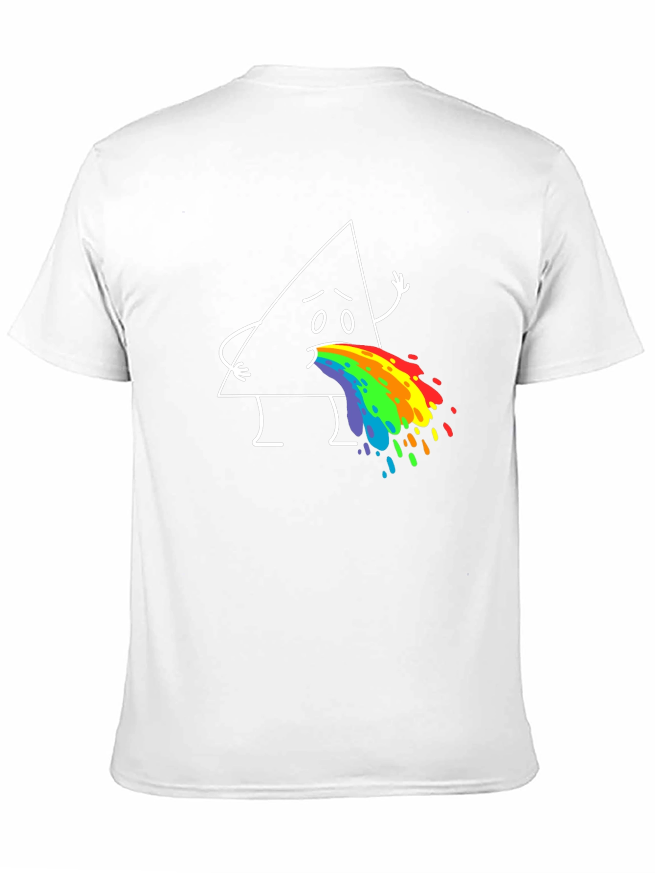 Black Funny Triangle Rainbow Puke Graphic Tee view 11