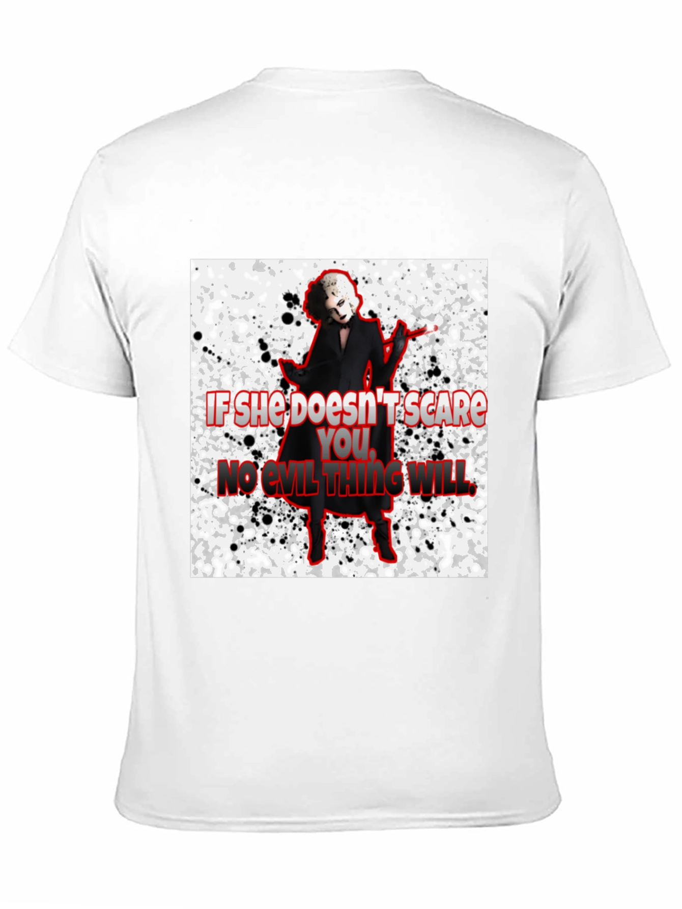 Black Horror Movie Villain T-Shirt - "If She Doesn't Scare You..." view 11
