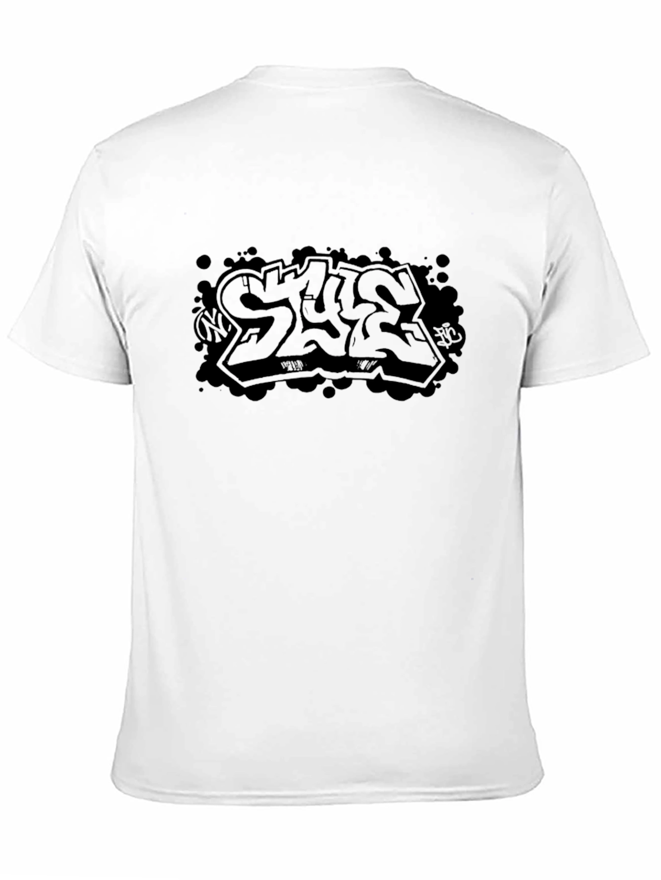 Black Men's Black Graphic Tee - Graffiti Style view 11