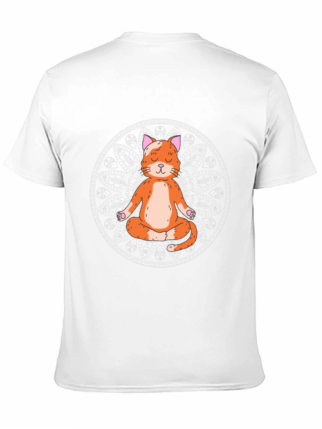 Black Yoga Cat Mandala Black T-Shirt - Meditating Feline view 11