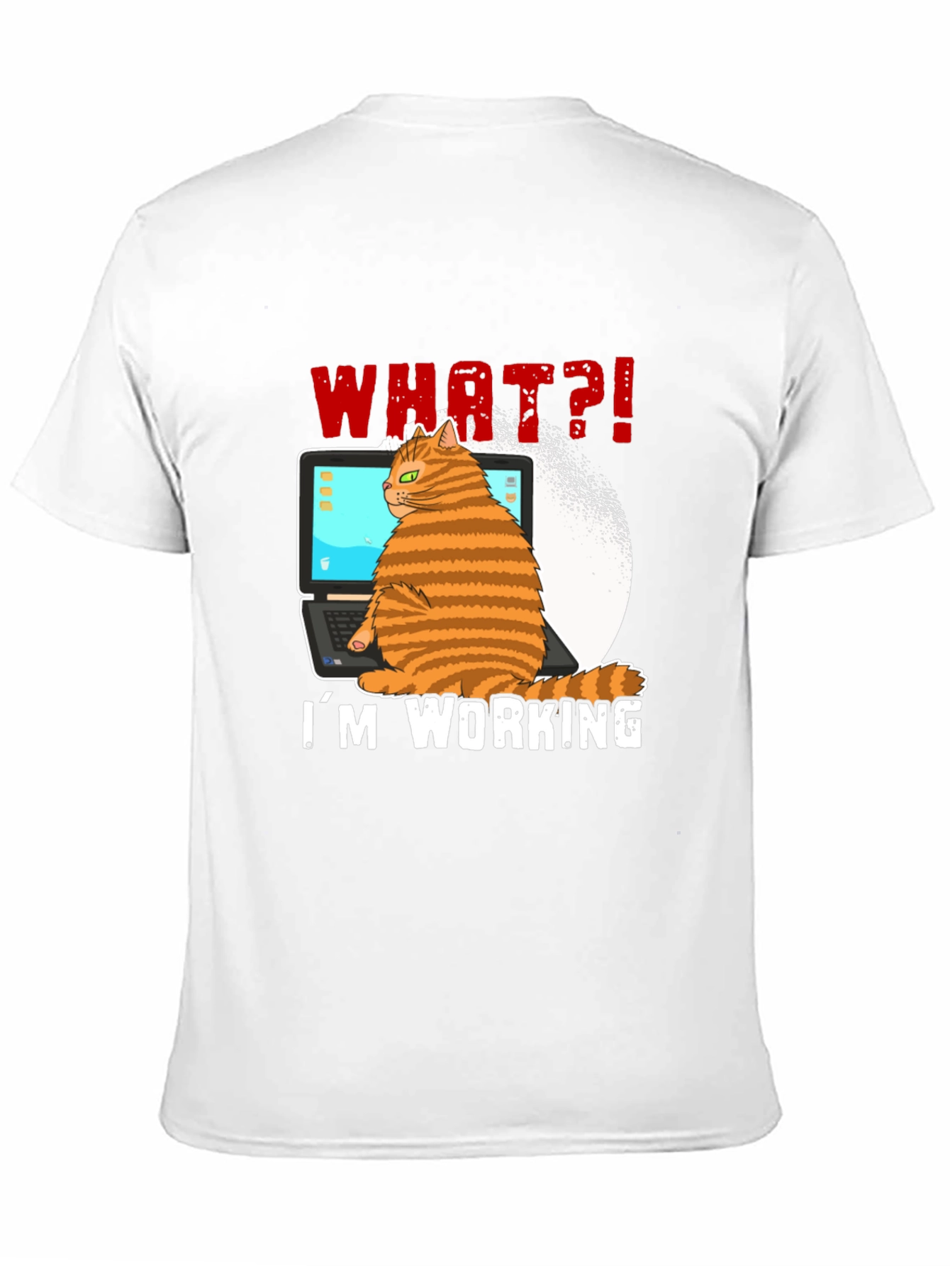 Black Cat Working on Laptop Graphic Tee view 11