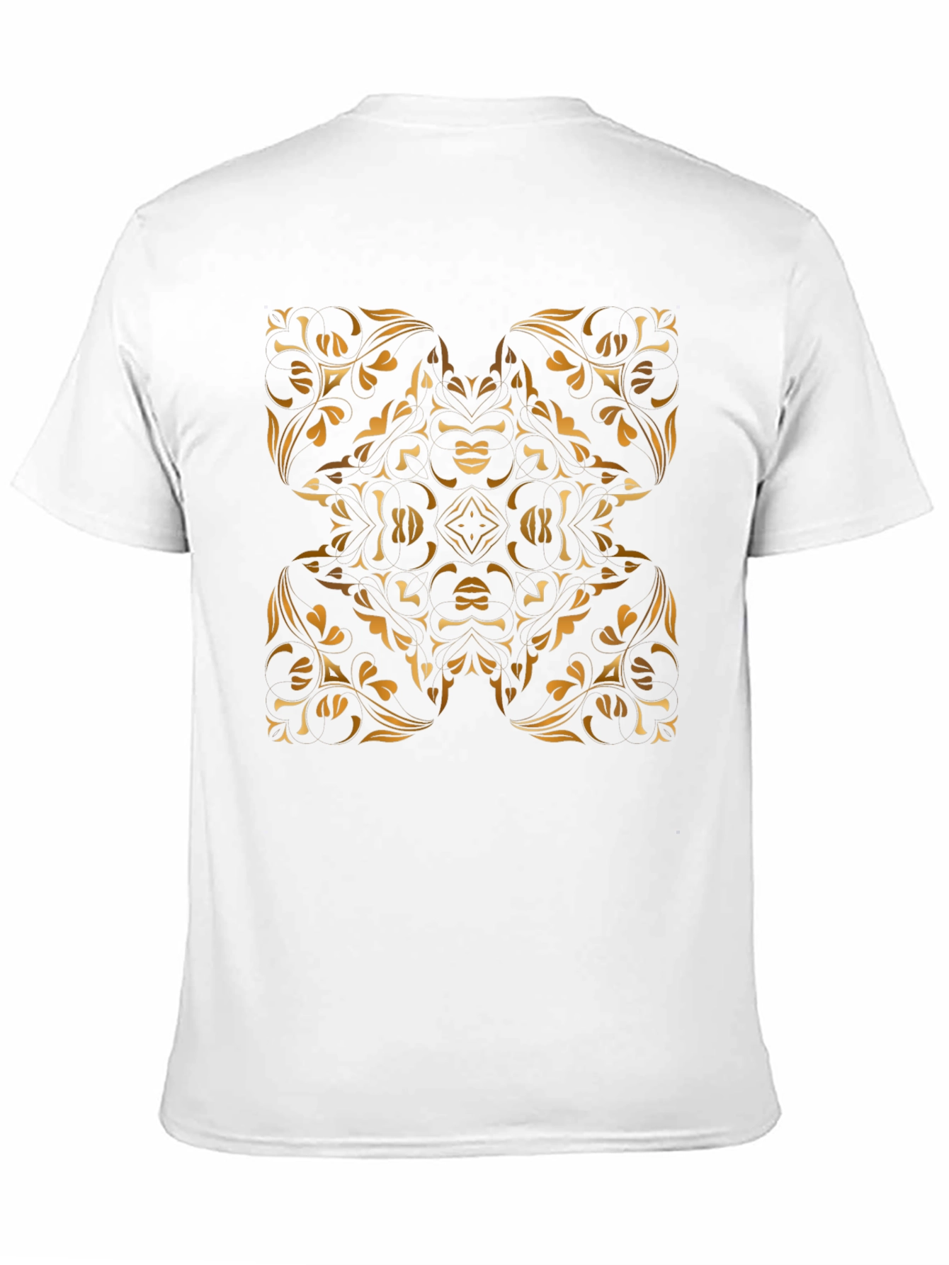 Black Stylish Black Tee with Gold Floral Mandala Design view 11