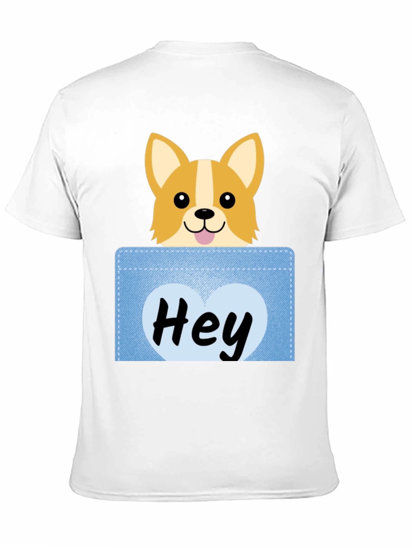 Black Cute Corgi Peek-a-Boo Pocket T-Shirt view 11