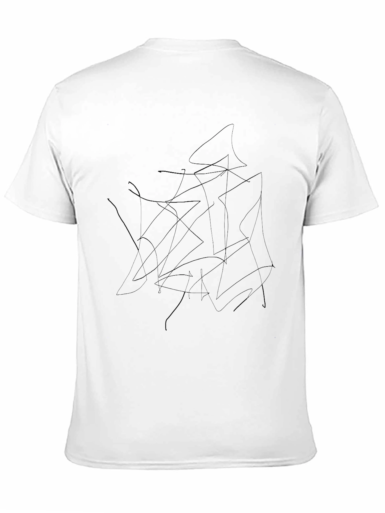 Black Abstract Scribble Black Cotton T-Shirt view 11