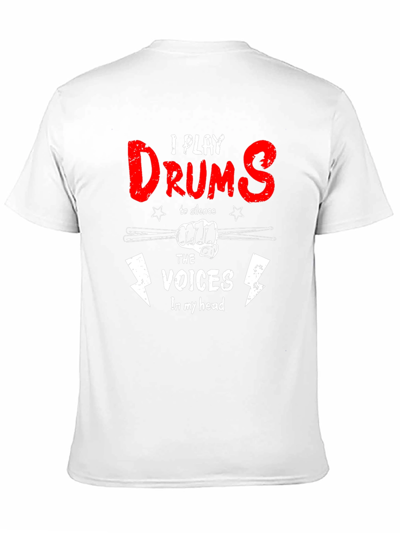 Black Drummer Humor T-Shirt - I Play Drums to Silence Voices view 11